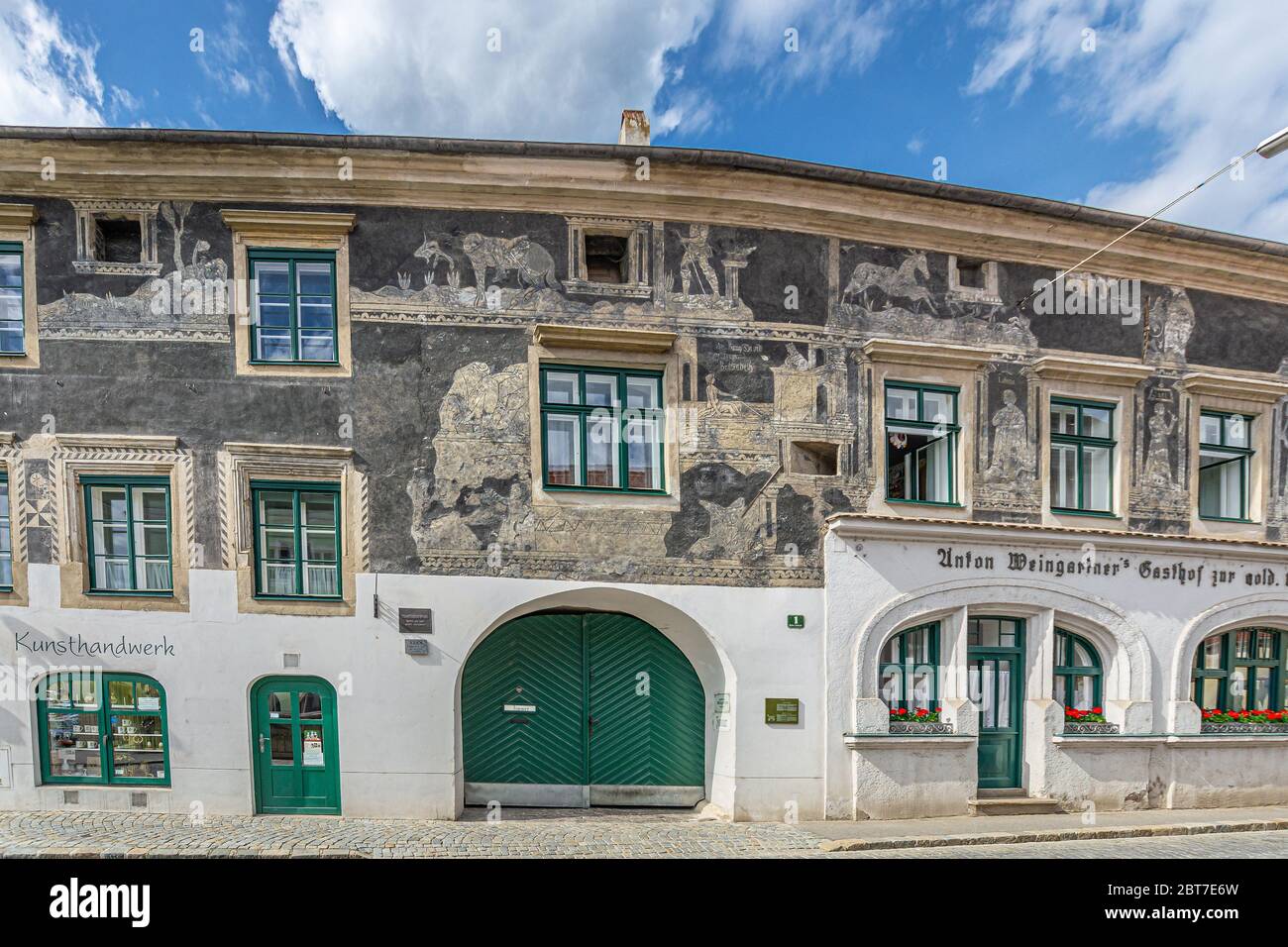 Amazing Facade of the Sgraffito House in Langenlois Stock Photo