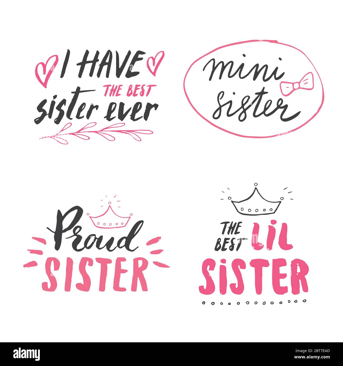 Sister calligraphic Lettering signs set, child nursery printable phrase ...