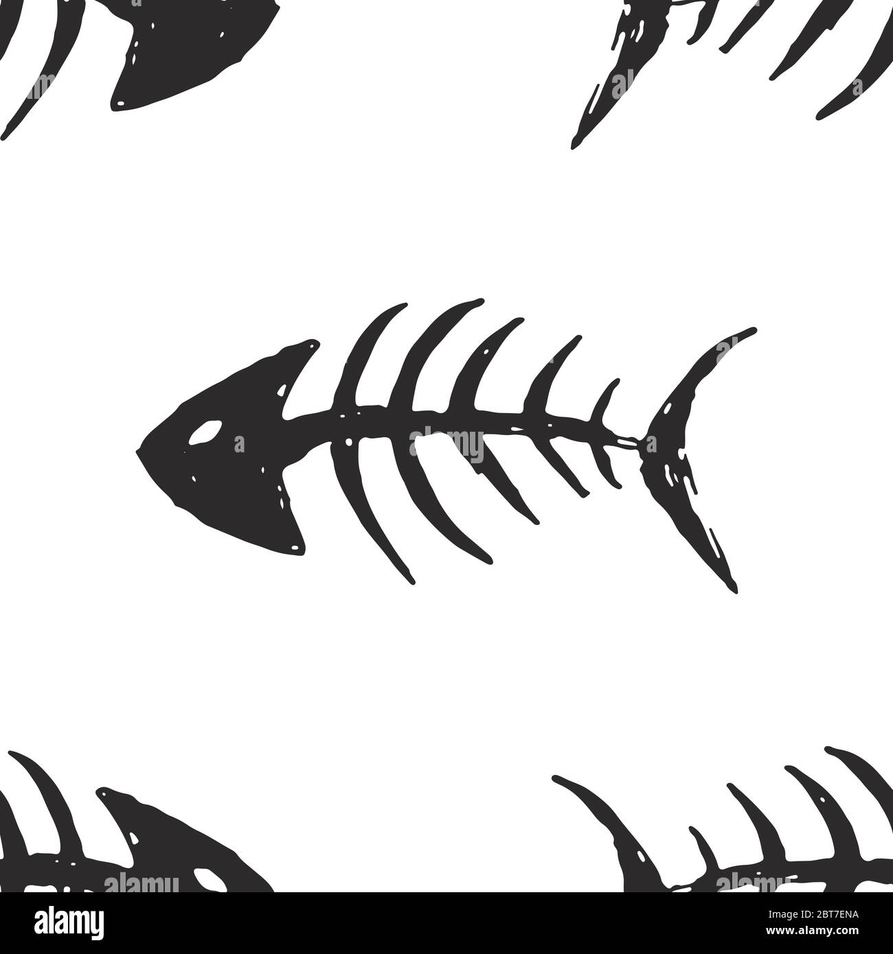 Fish bones Seamless pattern. Fish skeleton doodle, Hand drawn Cartoon  Vector illustration Stock Vector Image & Art - Alamy