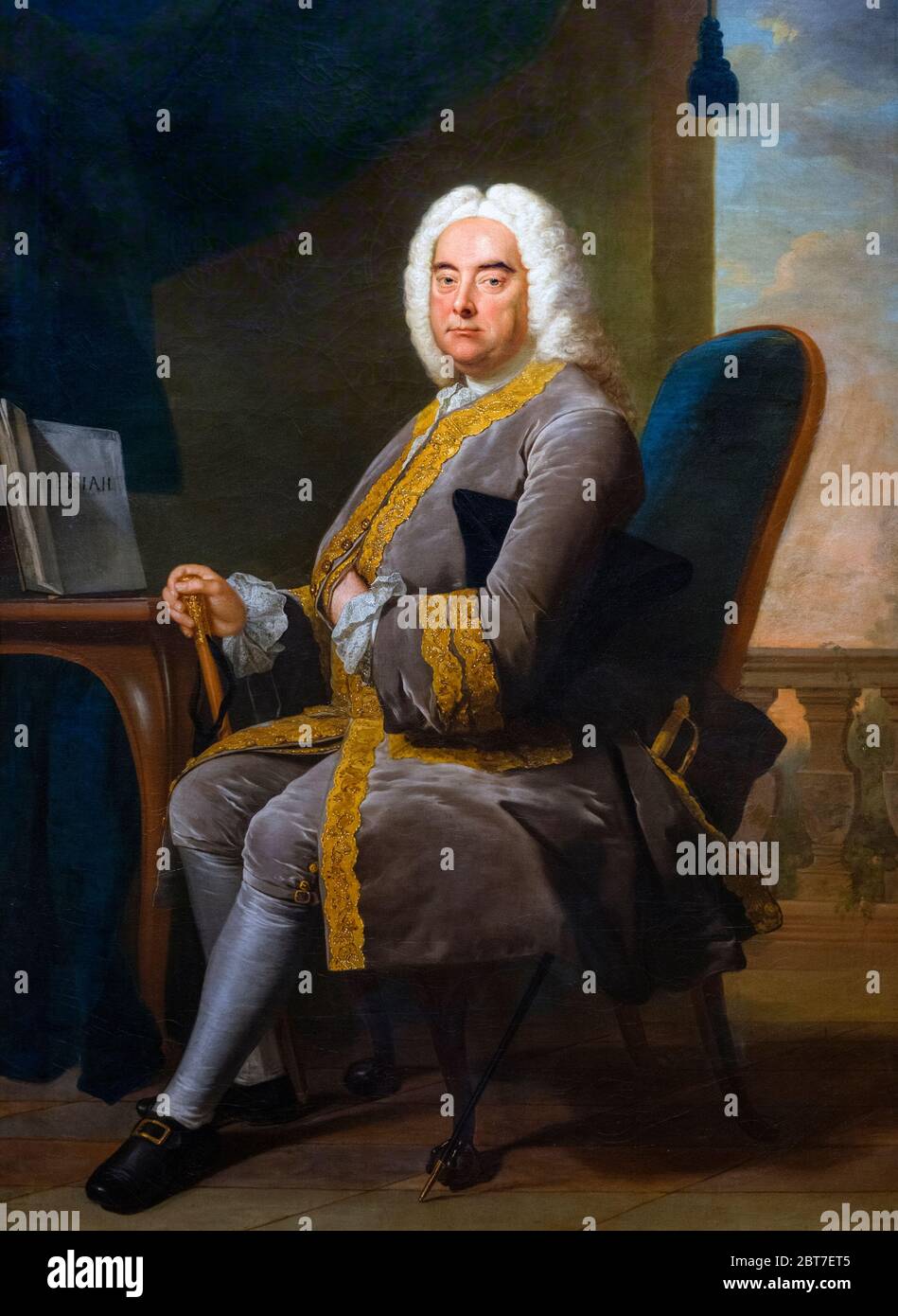 George Frideric (or Frederick) Handel (1685-1759), portrait by Thomas Hudson, oil on canvas, 1756. Stock Photo