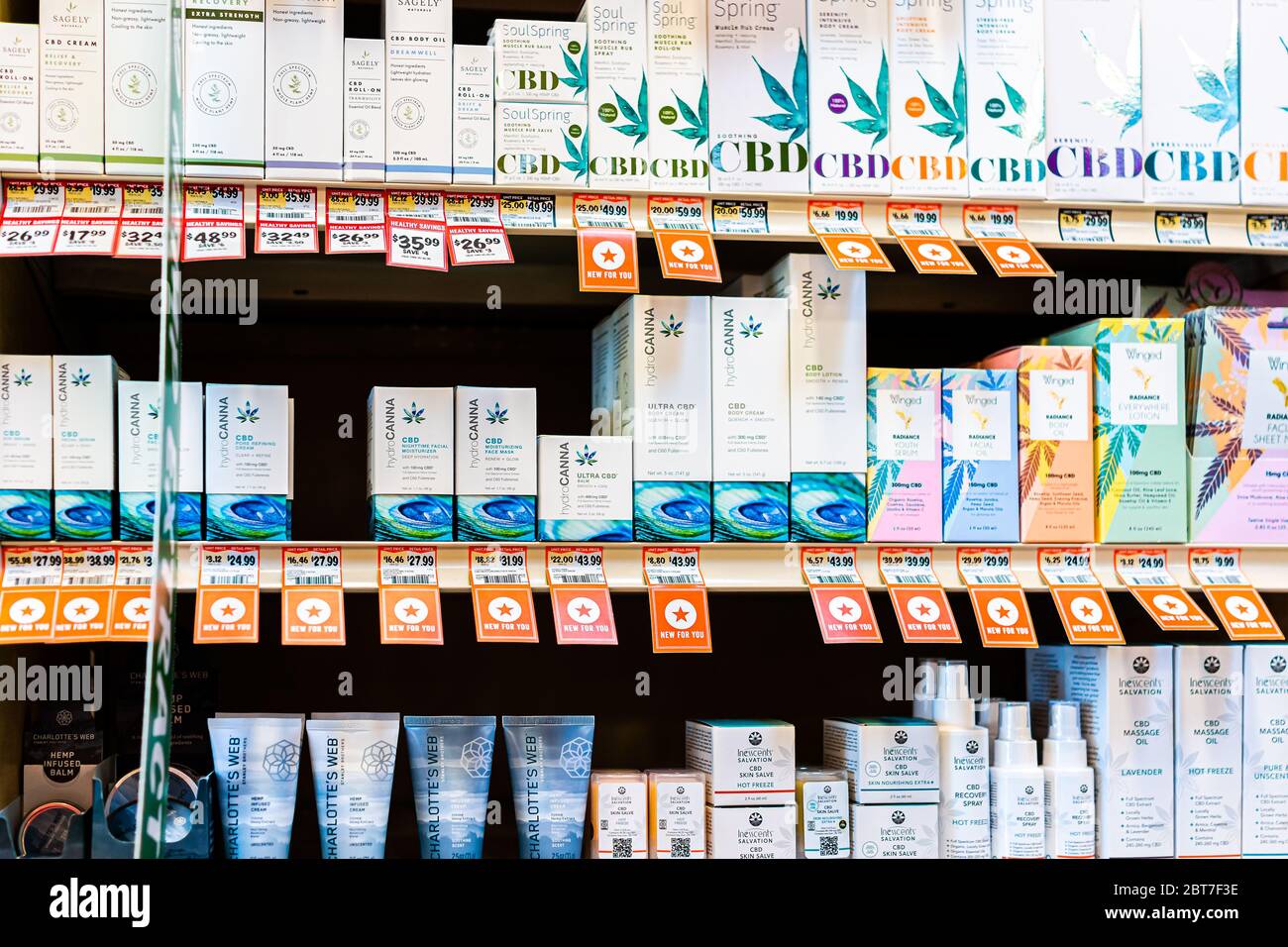 Herndon Usa May 7 2020 Inside Sprouts Farmers Market Grocery Store Shop With Retail Display Of Cbd Cannabidiol Oil Products Body Face Cream Salv Stock Photo Alamy