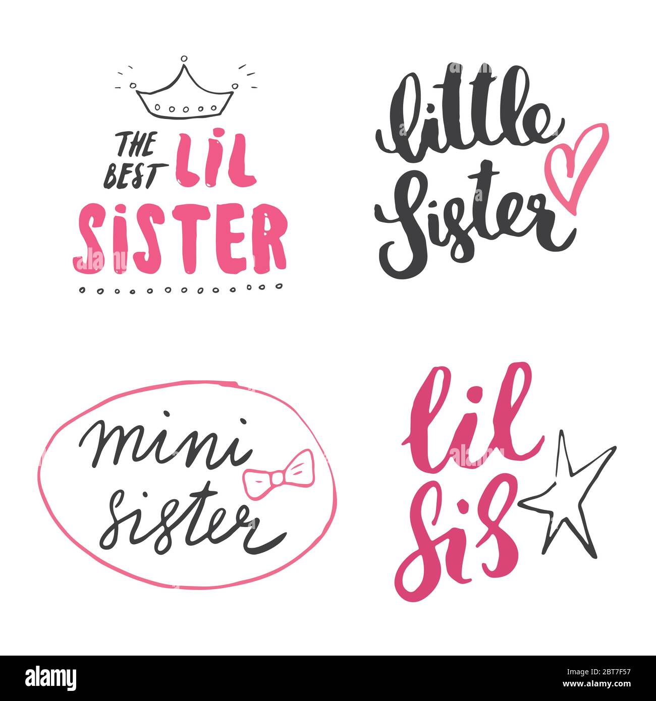 Sister calligraphic Lettering signs set, child nursery printable phrase ...