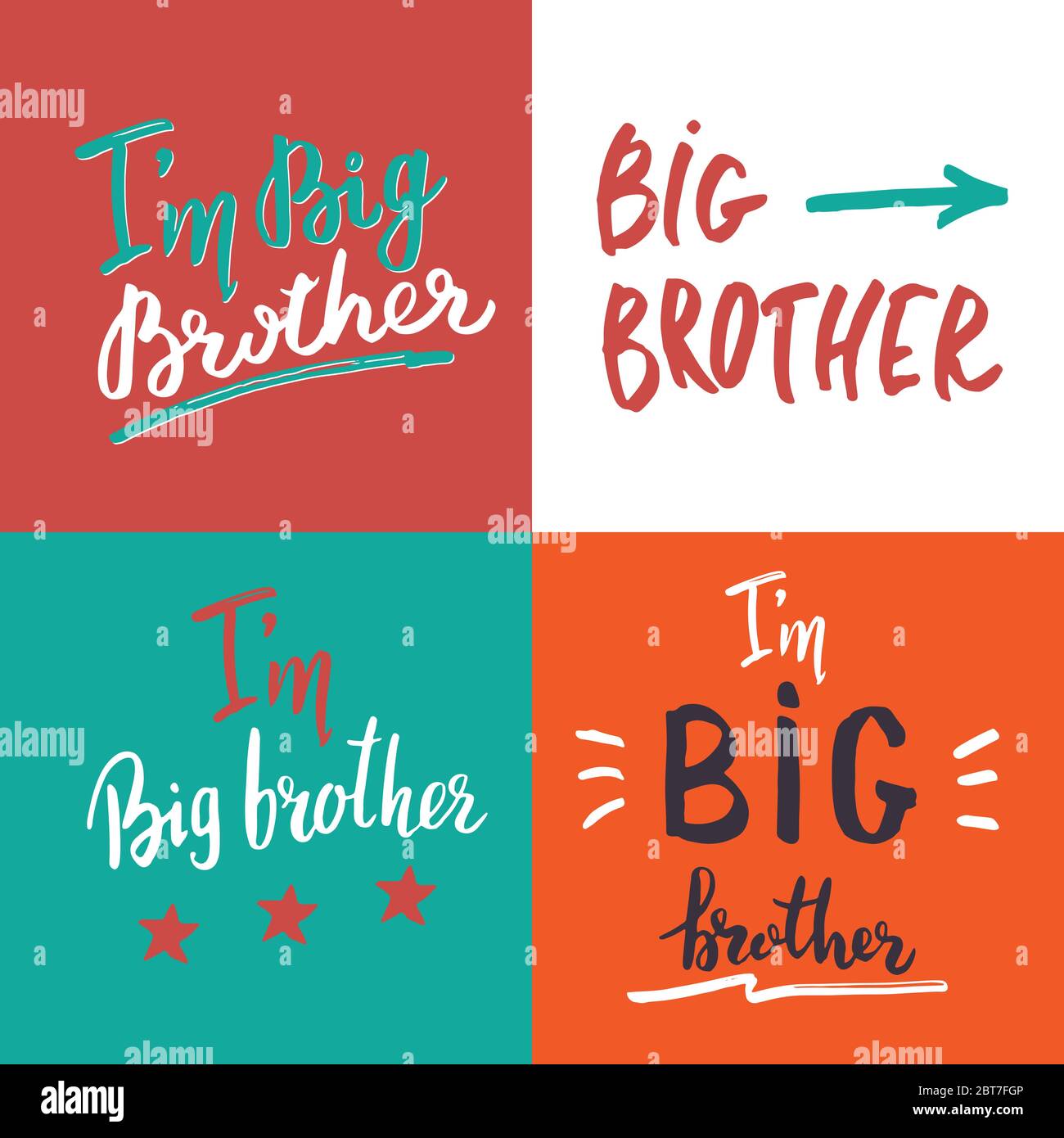 Big brother, Calligraphic Letterings signs set, child nursery printable ...
