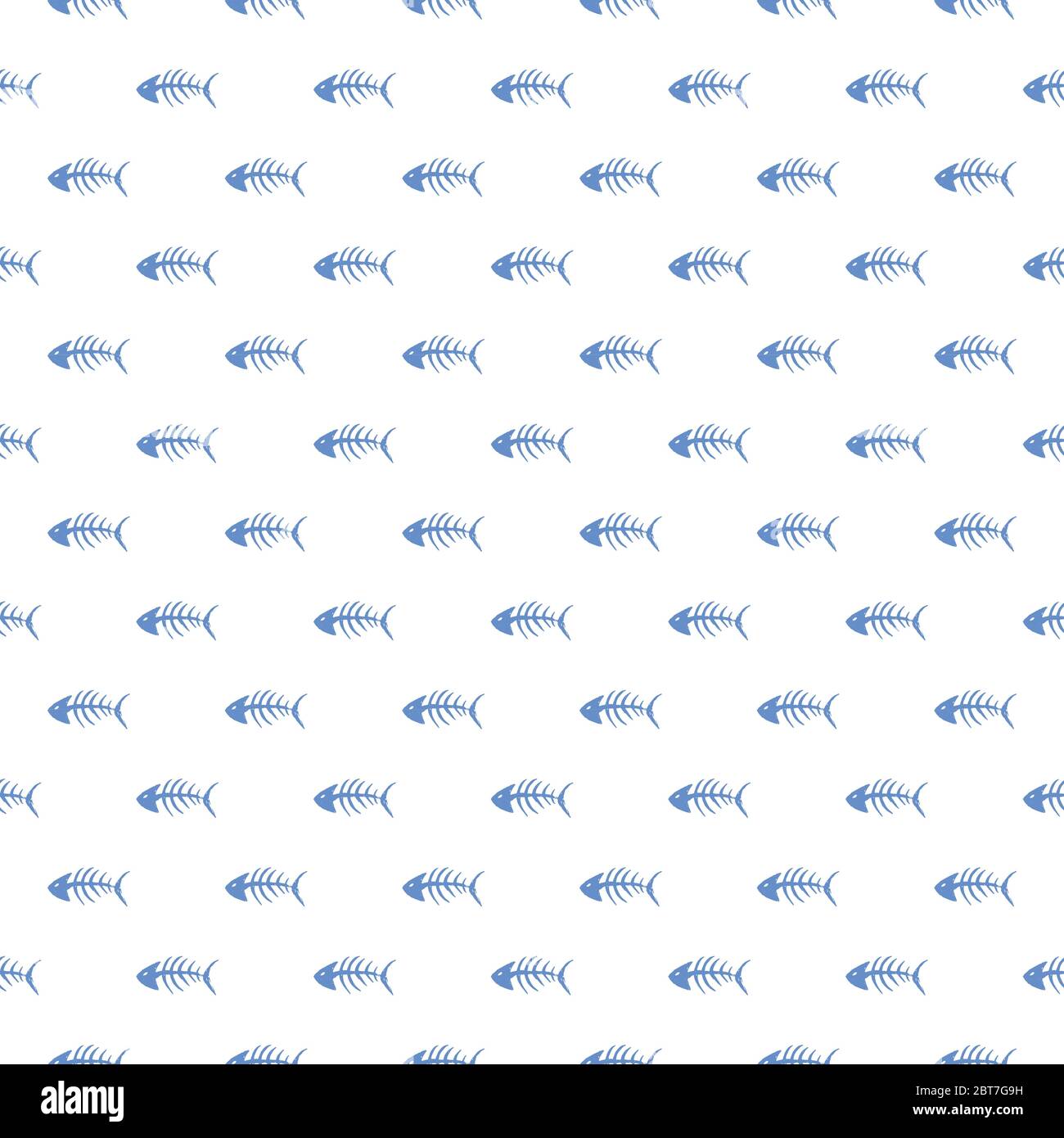 Fish bones Seamless pattern. Fish skeleton doodle, Hand drawn Cartoon ...