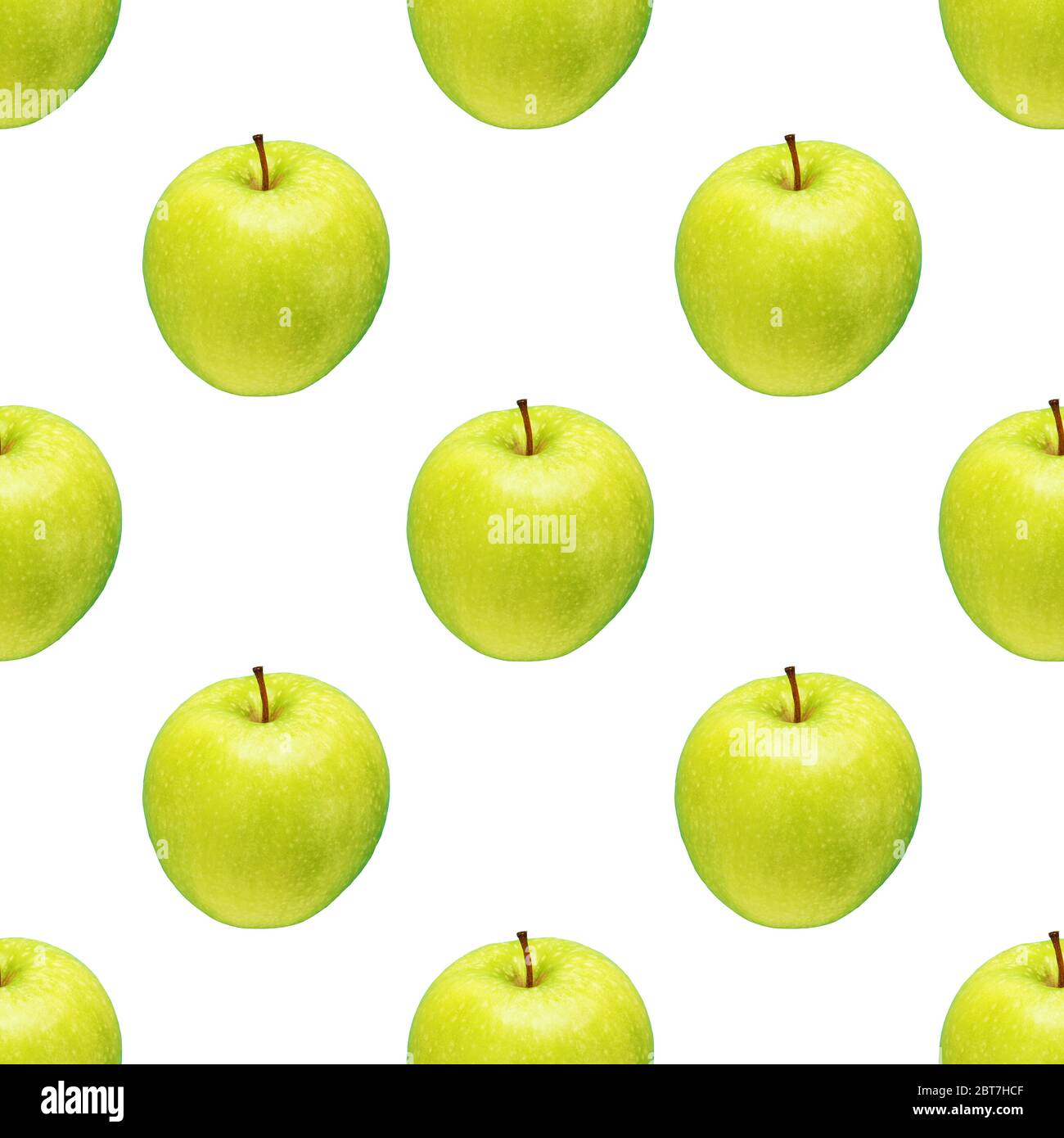 Pattern of green apples on a white background. Isolated fruits. Image ...