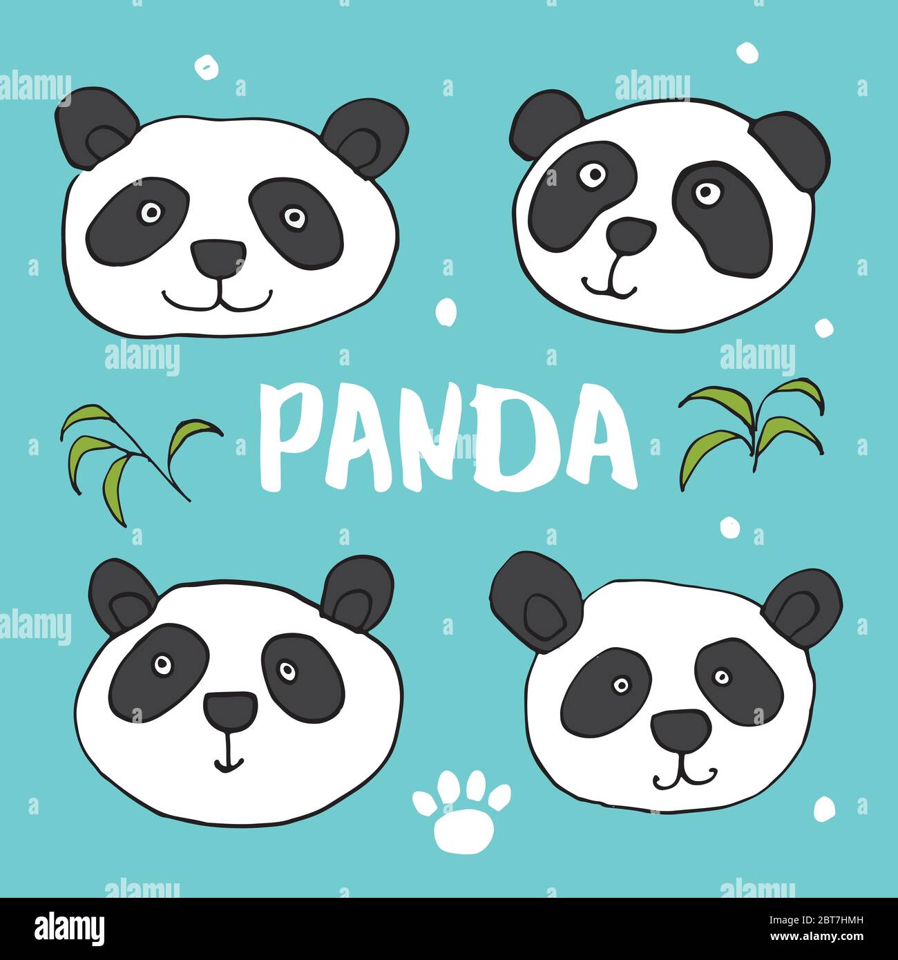 Set of Kawaii Panda Bear Illustrations