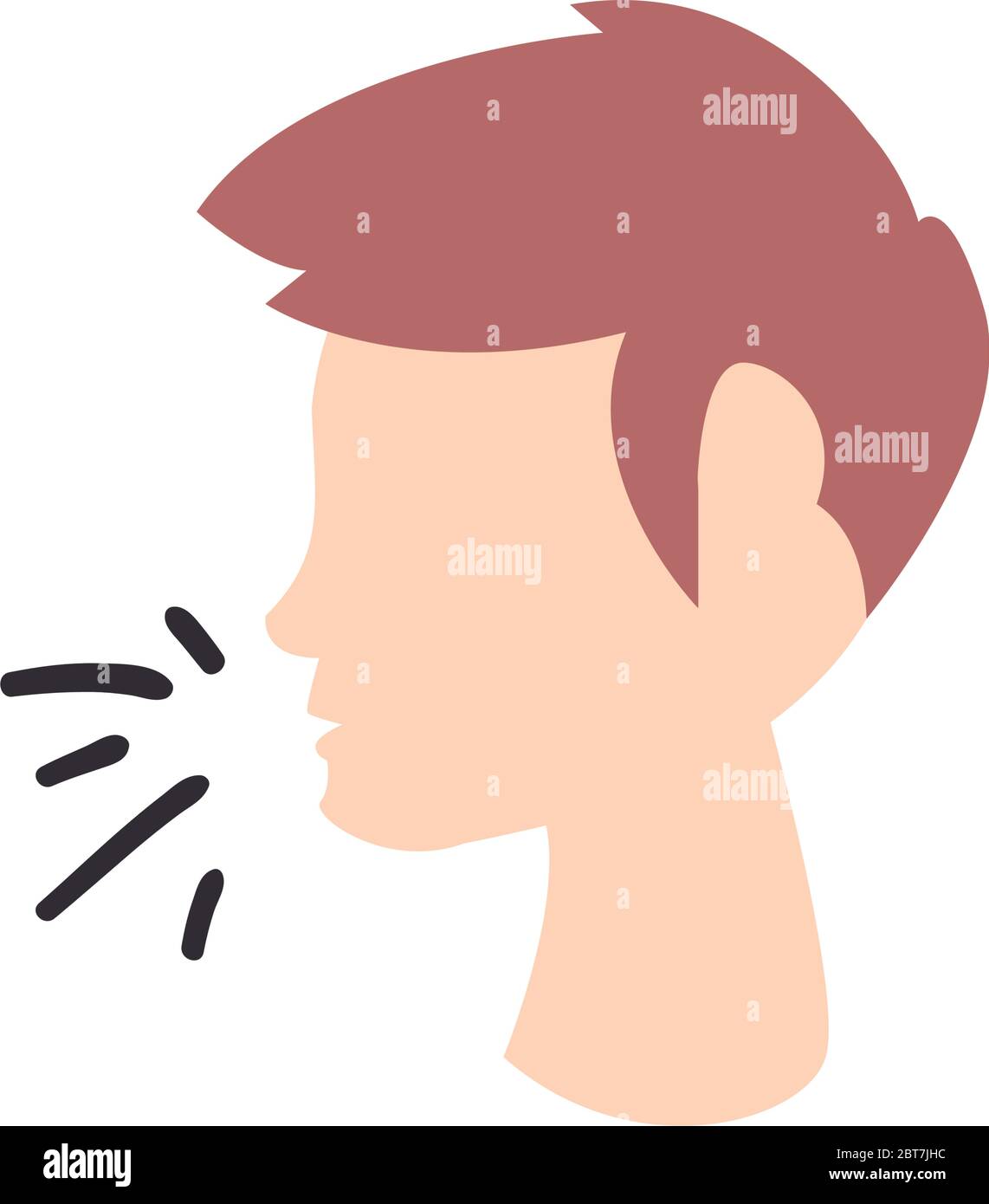 Man head with dry cough flat style icon design of Medical care health ...