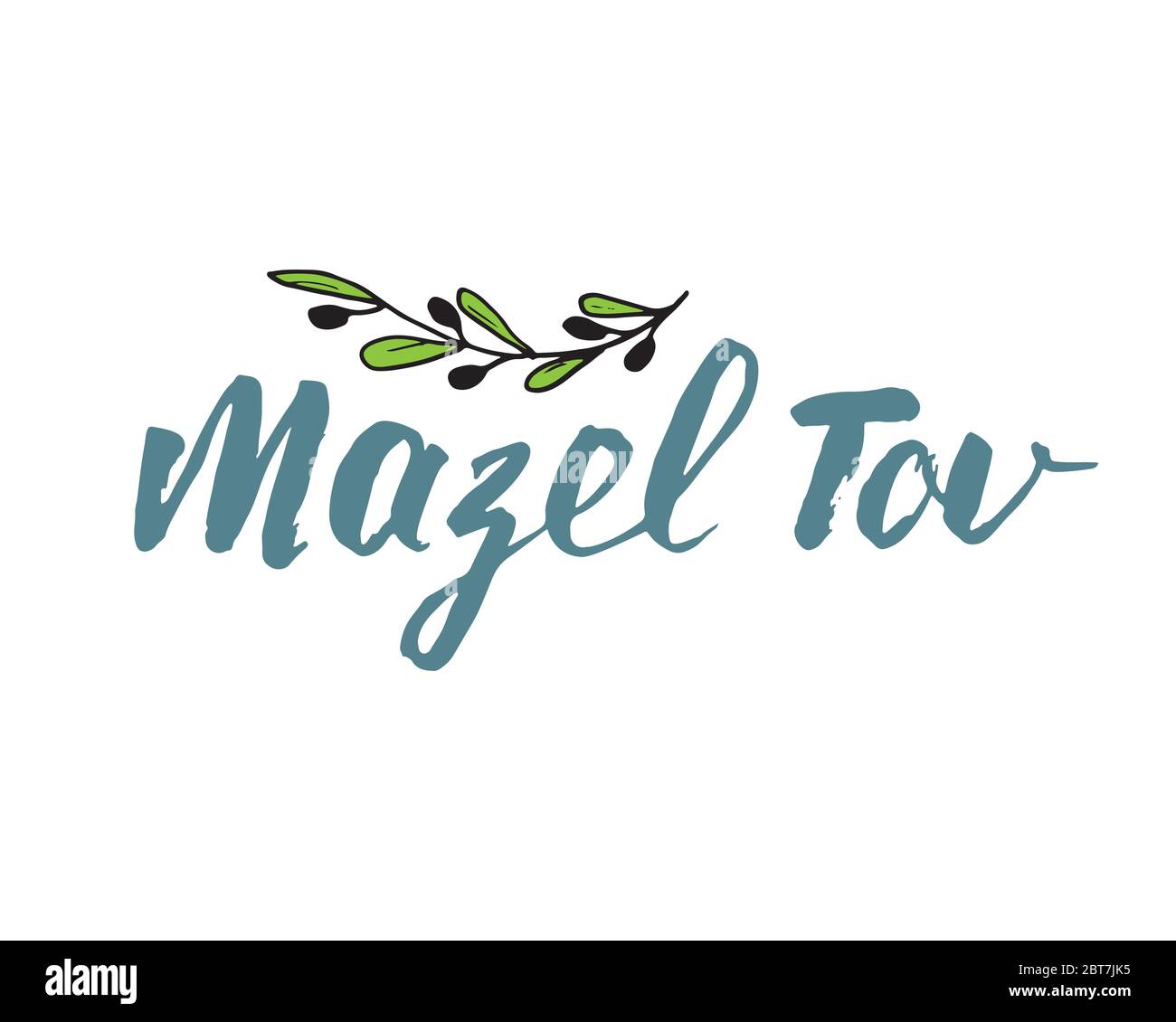 Mazel tov Calligraphic Lettering sign. Hand Drawn sketch doodles