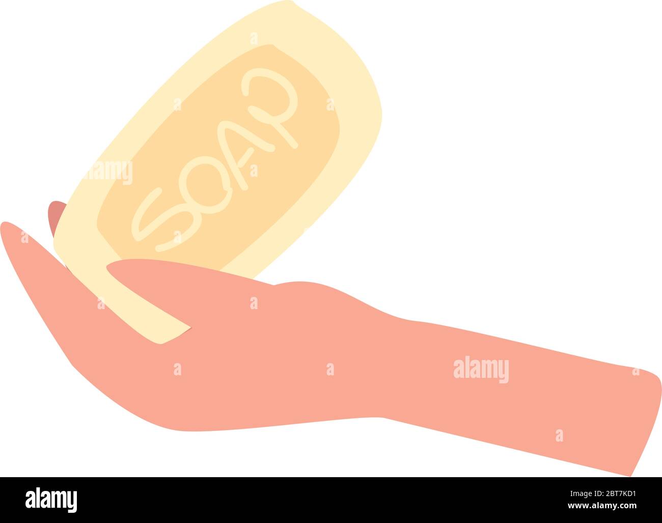 Hand with soap bar flat style icon design, Hygiene wash health clean ...