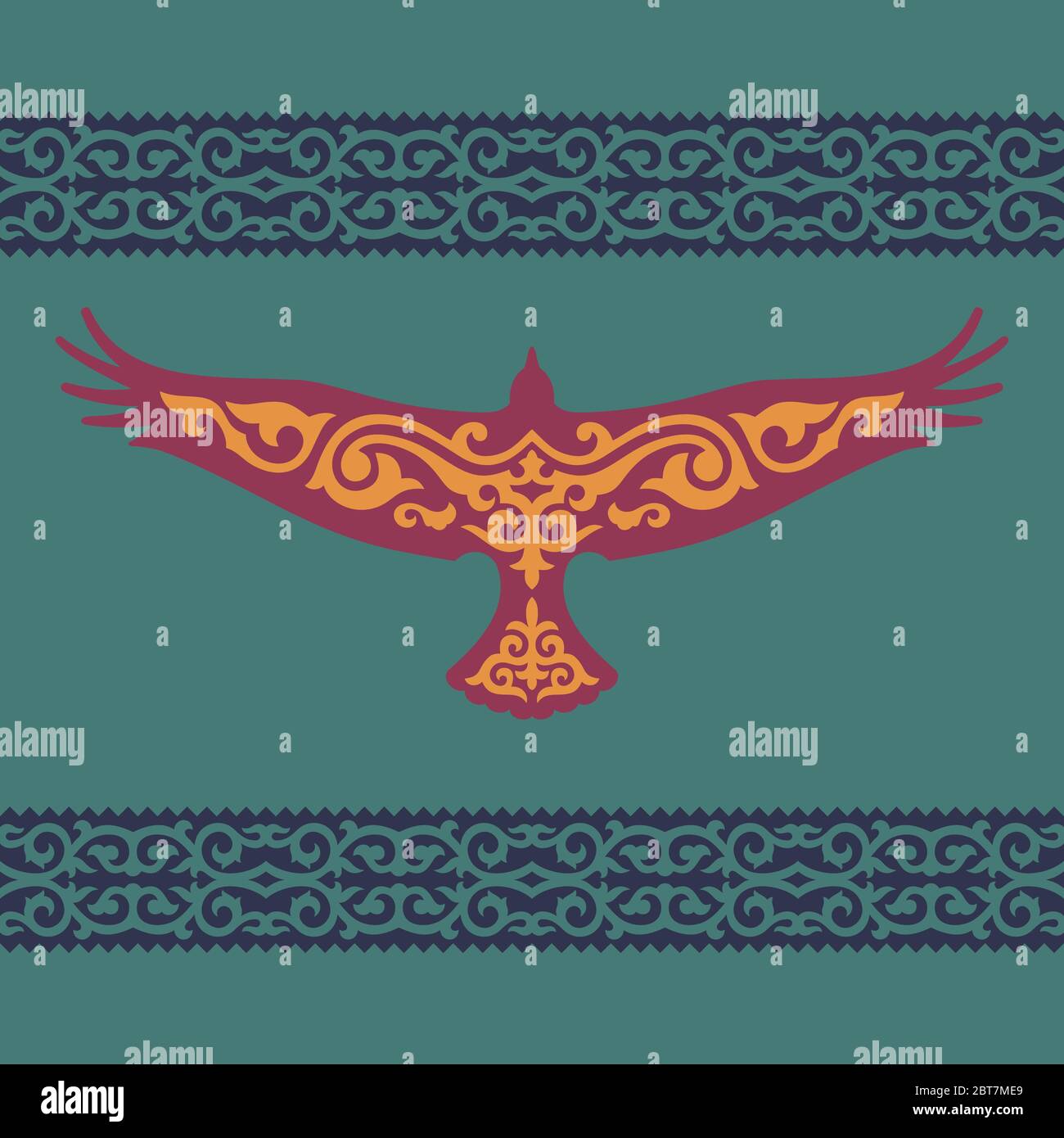 The symbol of Kazakhstan is a golden eagle with a traditional