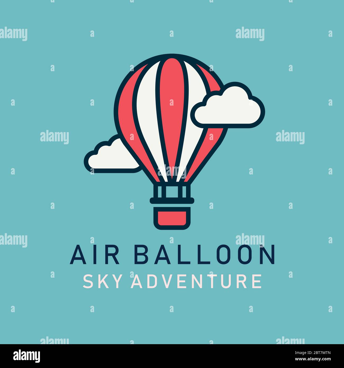 Flat image hot air balloons airship. Aerostat image in lineart style