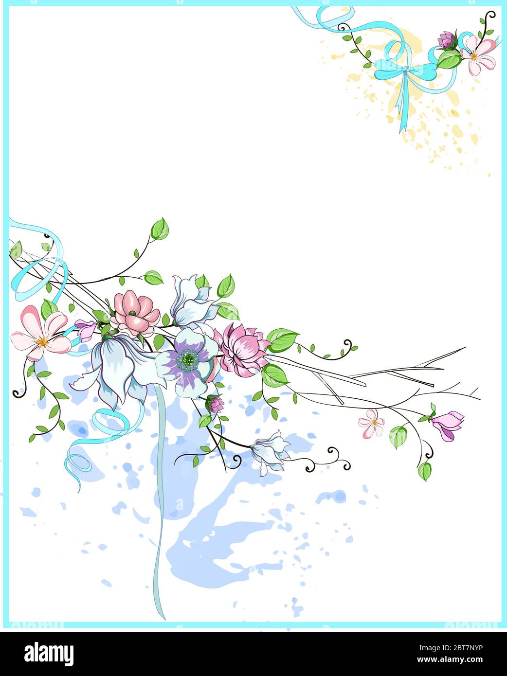 flowers and leaves for post card . Frames, stickers, poster, postcard