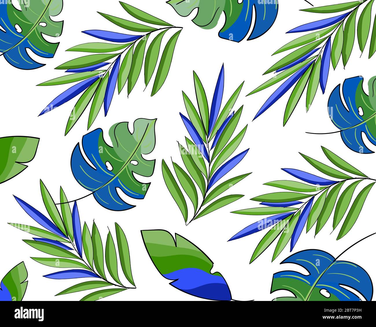 Exotic leaves pattern, rainforest. background. Stock Vector