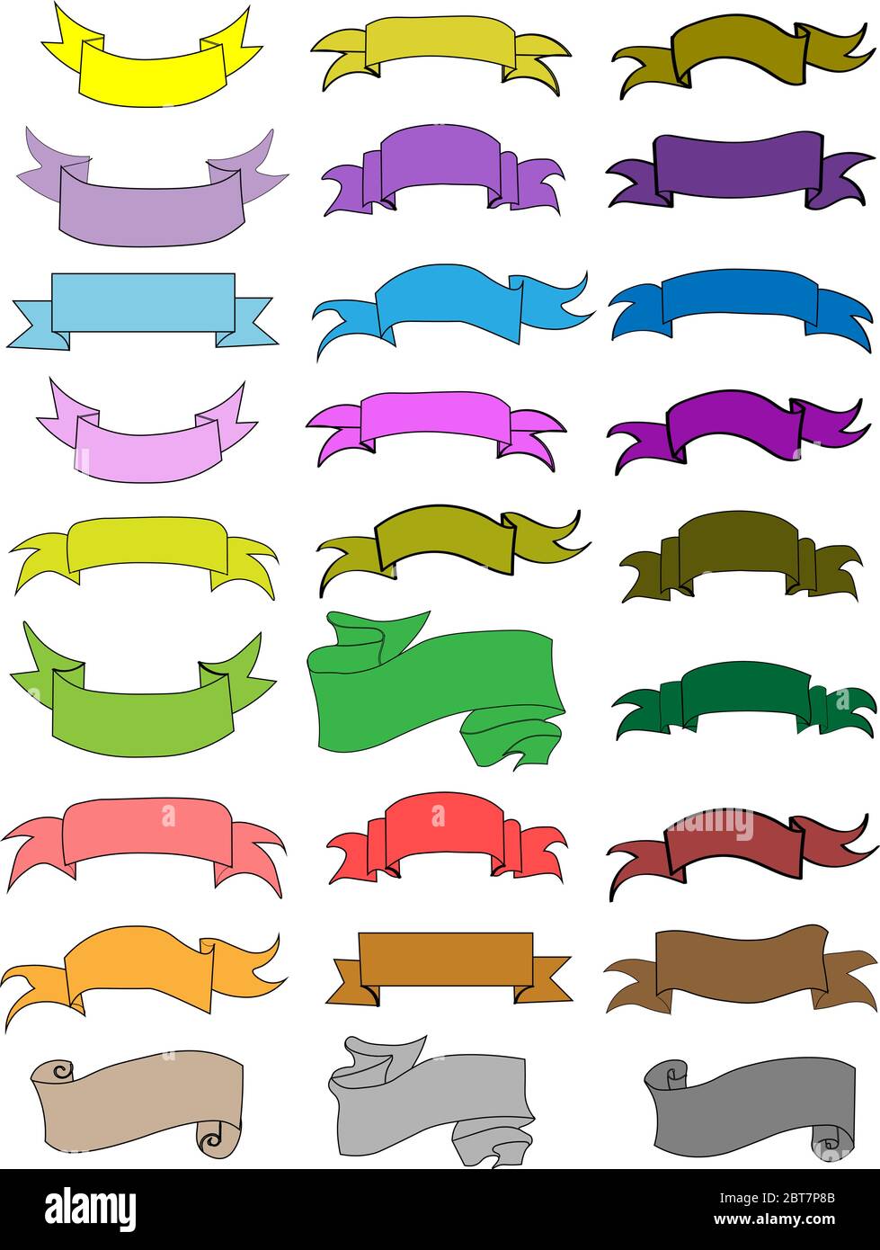 Set of colorful retro ribbons isolated on white. Vector illustration ...