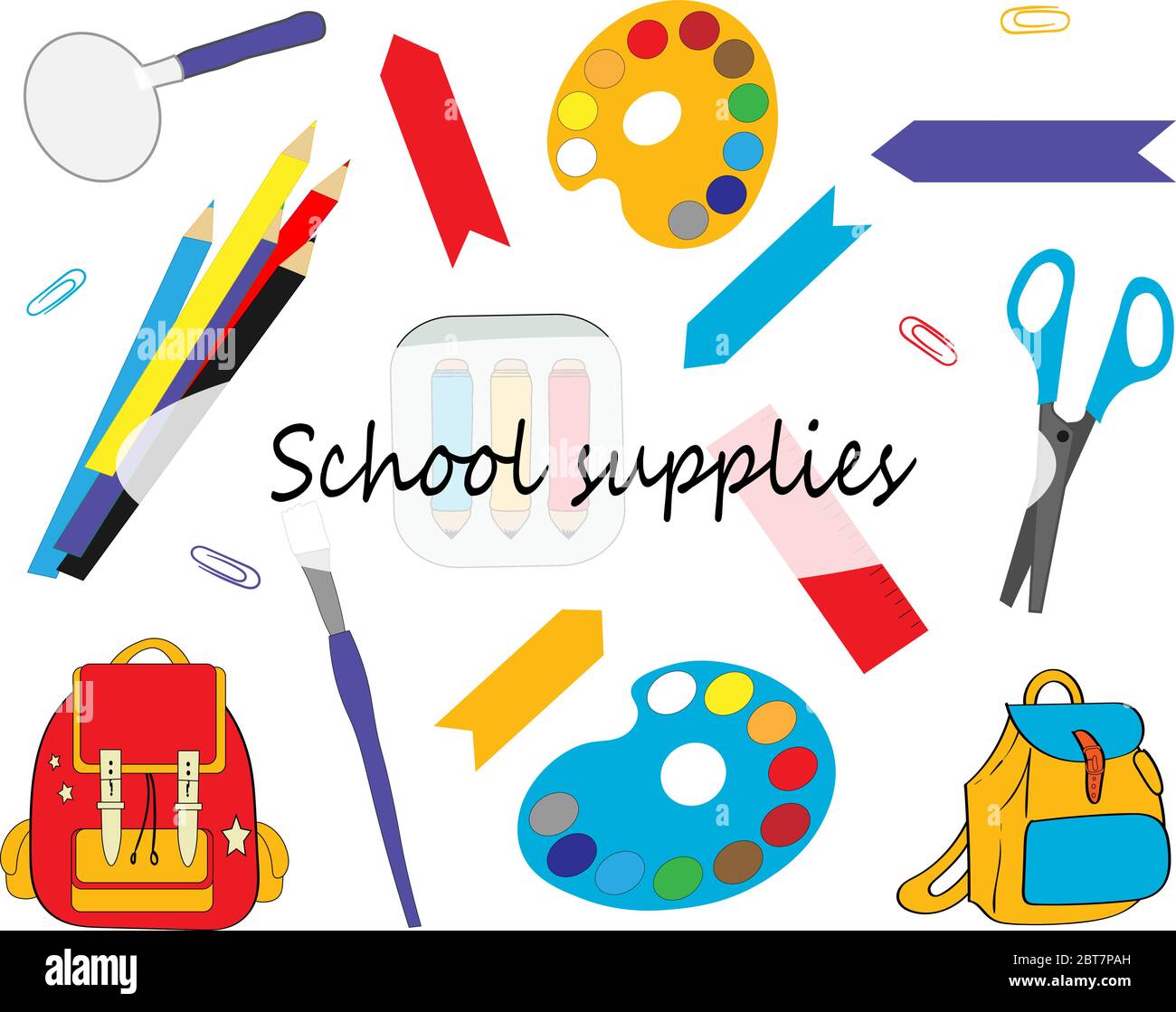 Vector illustration of back to school with school supplies Stock Vector ...