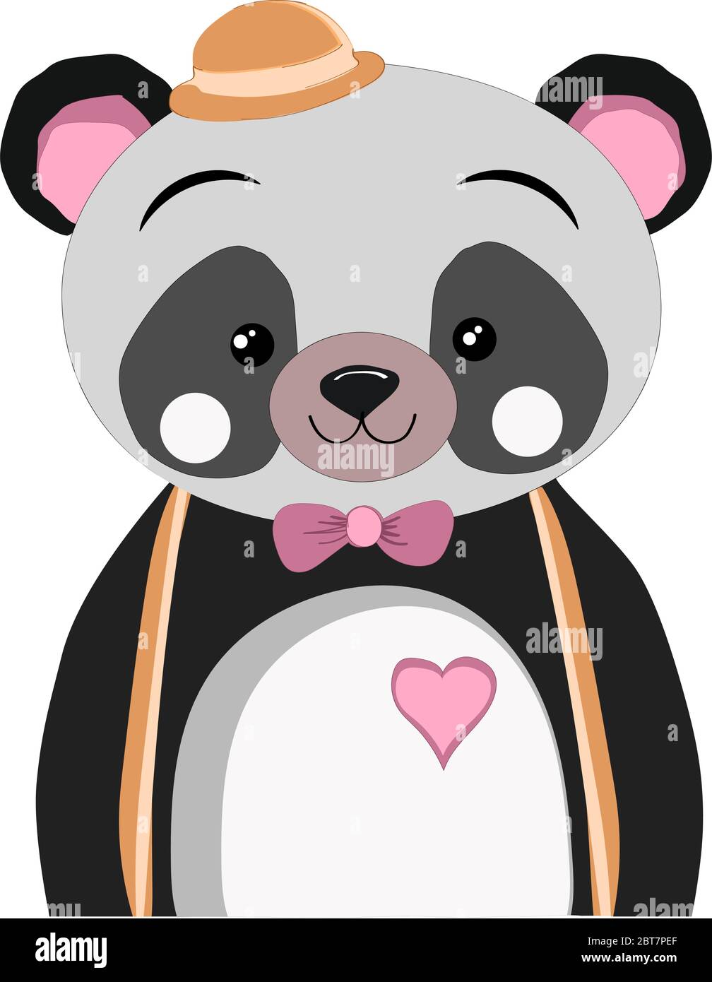 Cute Panda Character Design with cute hat on white background Stock Vector