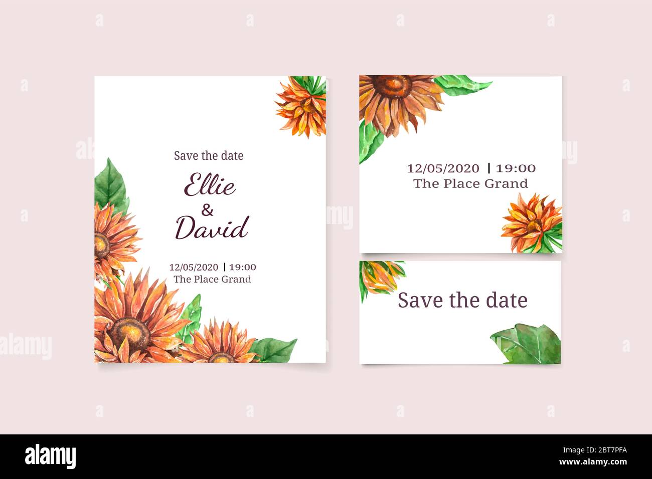 Save the date vector wedding invitation card mockup Stock Vector