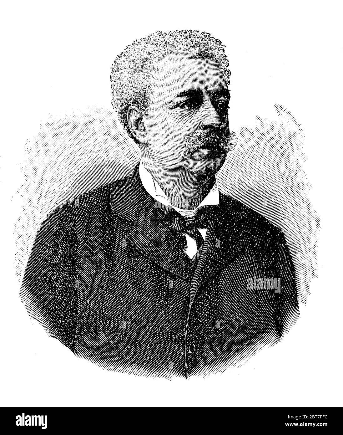 Engraving portrait of Edmondo De Amicis (1846 - 1908) Italian successful novelist, best-known for his children's novel  Cuore (Heart) Stock Photo