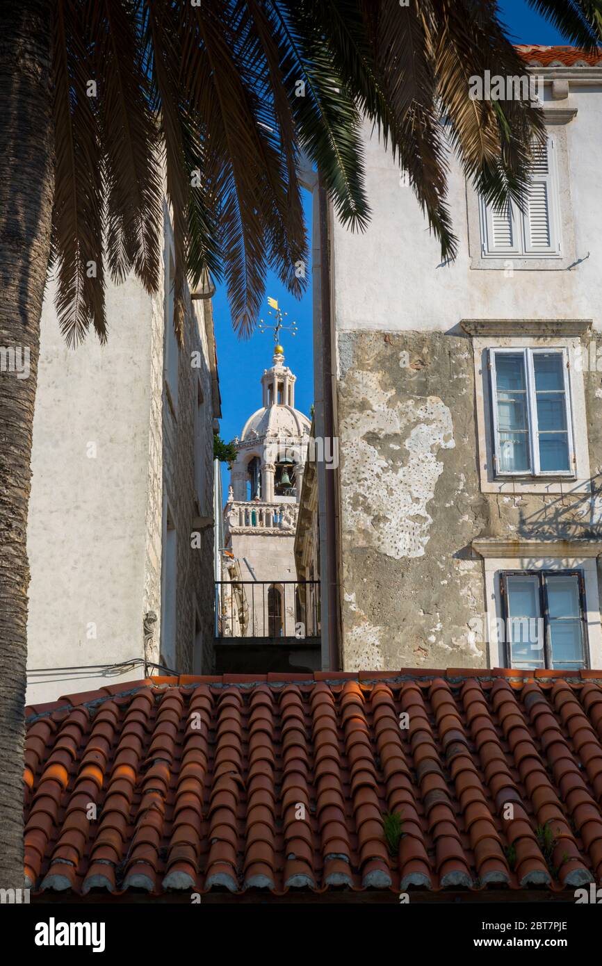 Katedrala Svetog Marka in Korcula Town, Korcula, Dalmatia, Croatia, Europe Stock Photo