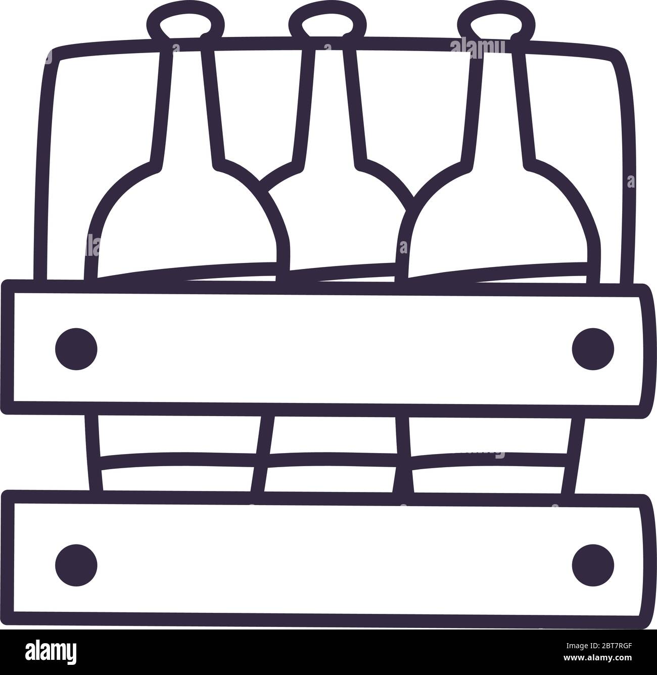 Wine bottles inside box line style icon design, Winery alcohol drink