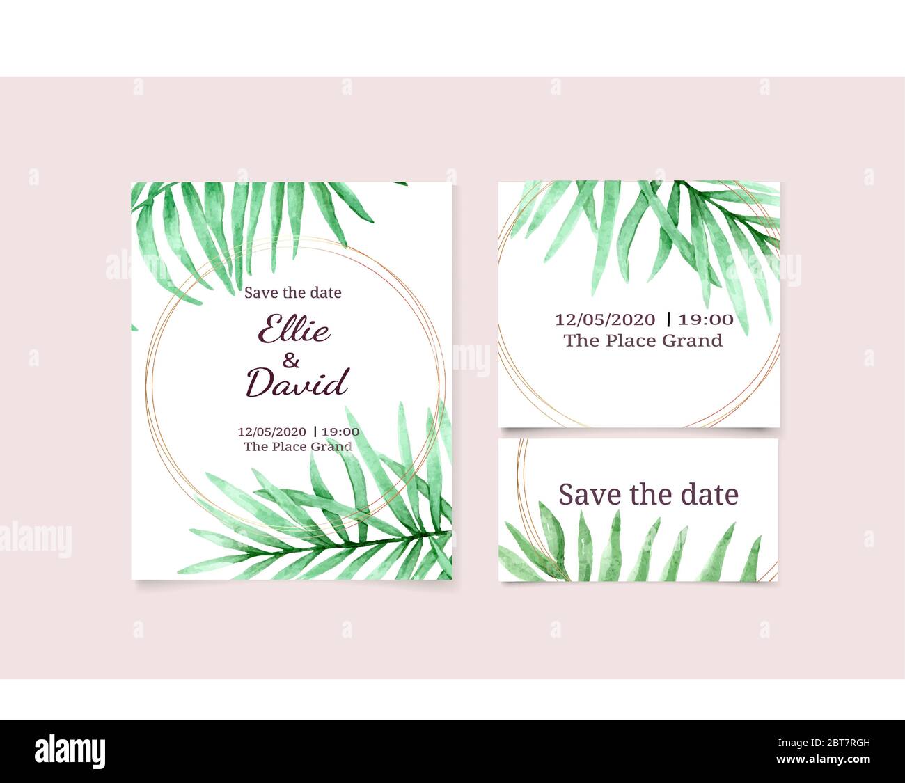 Save the date vector wedding invitation card mockup Stock Vector