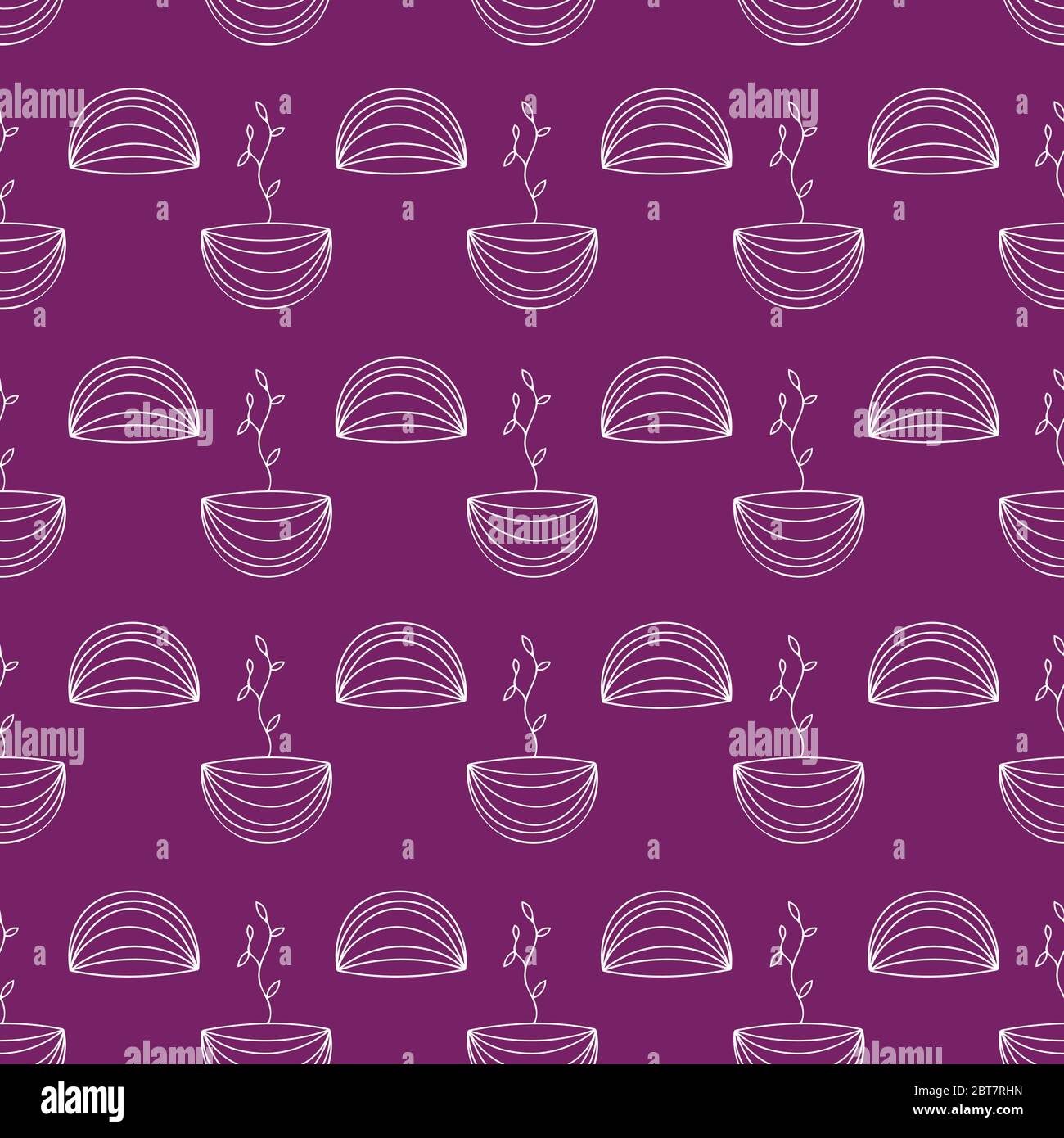 potted plants seamless vector doodle pattern Stock Vector