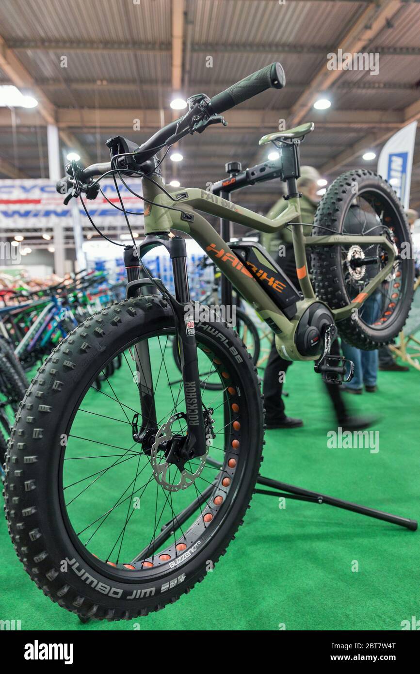 KYIV, UKRAINE - FEBRUARY 26, 2016: Haibike fatbike trade German  manufacturer booth during International Bicycle Exhibition VELOBIKE 2016 in  KyivExpoPl Stock Photo - Alamy