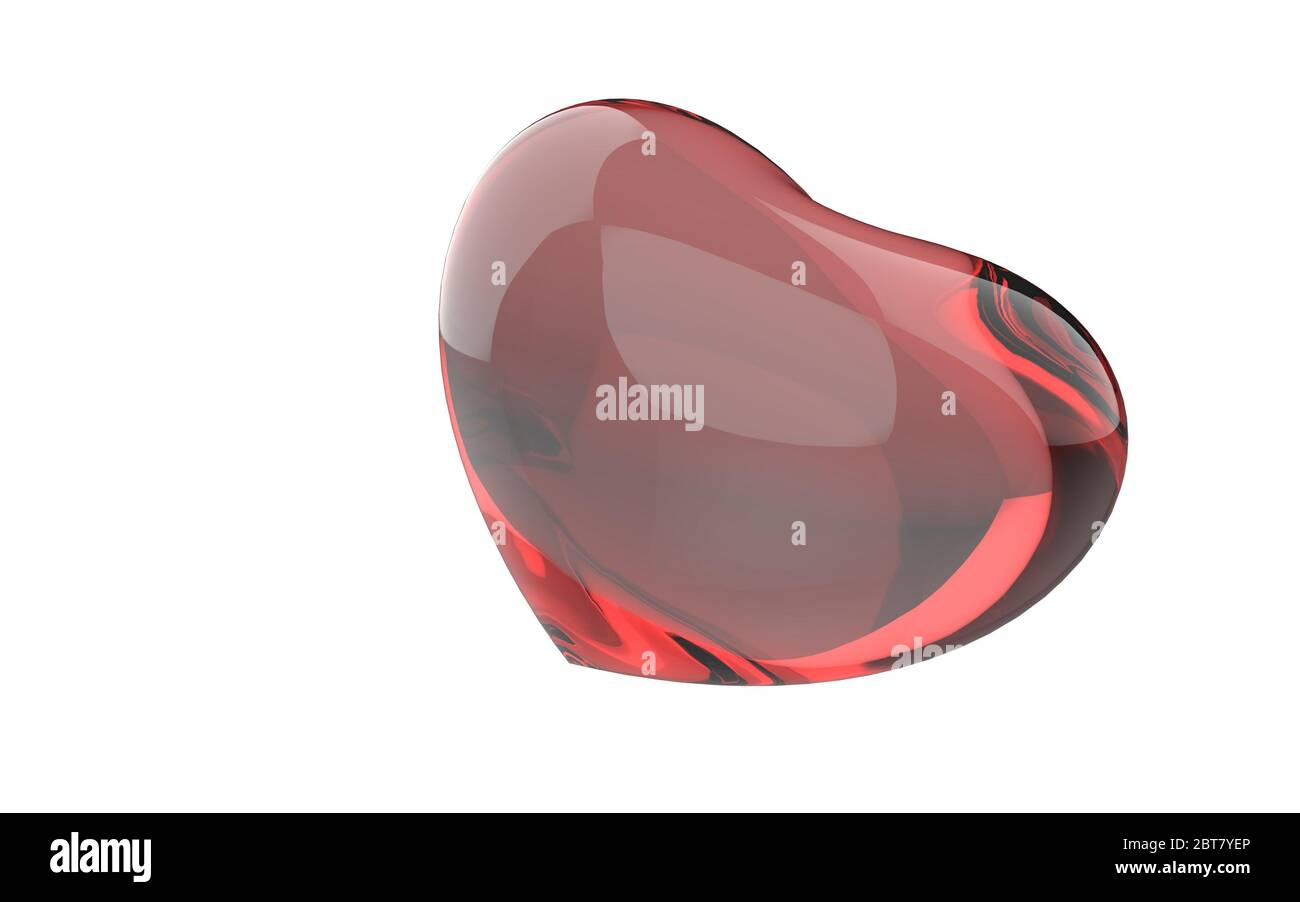 3D- illustration of a red crystal heart isolated on white Stock Photo