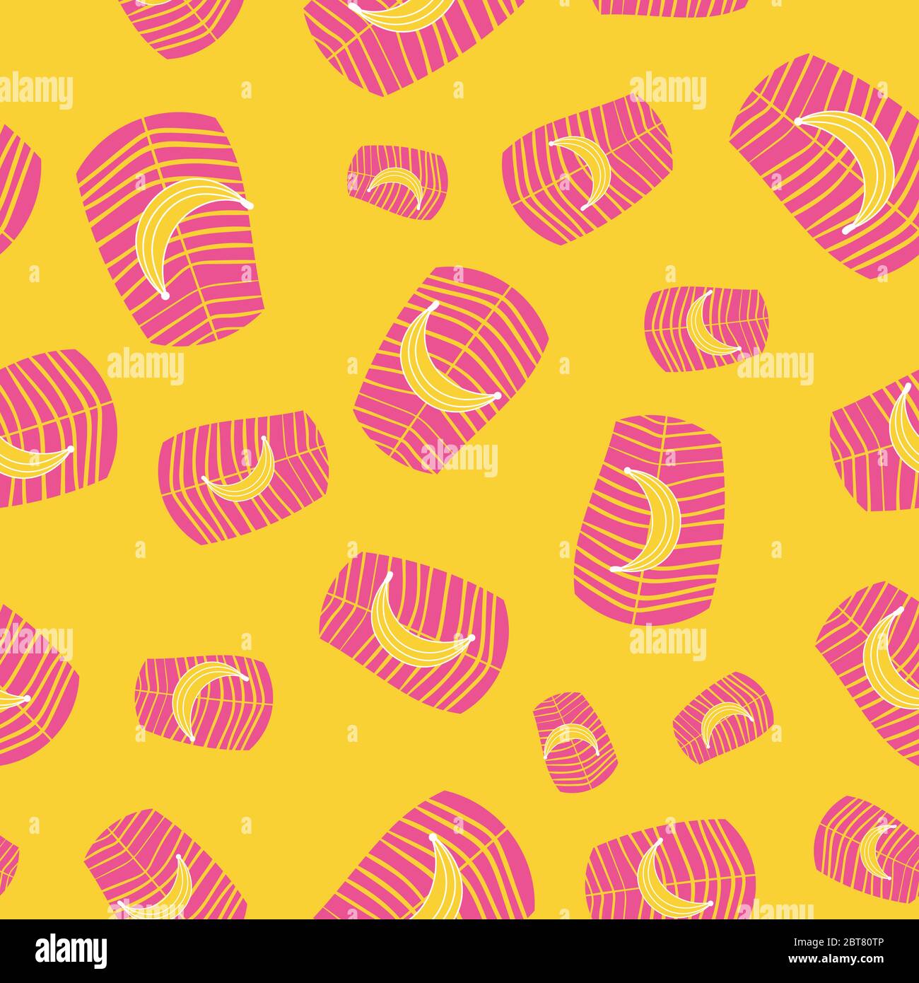 bananas seamless vector pattern in bright colors Stock Vector