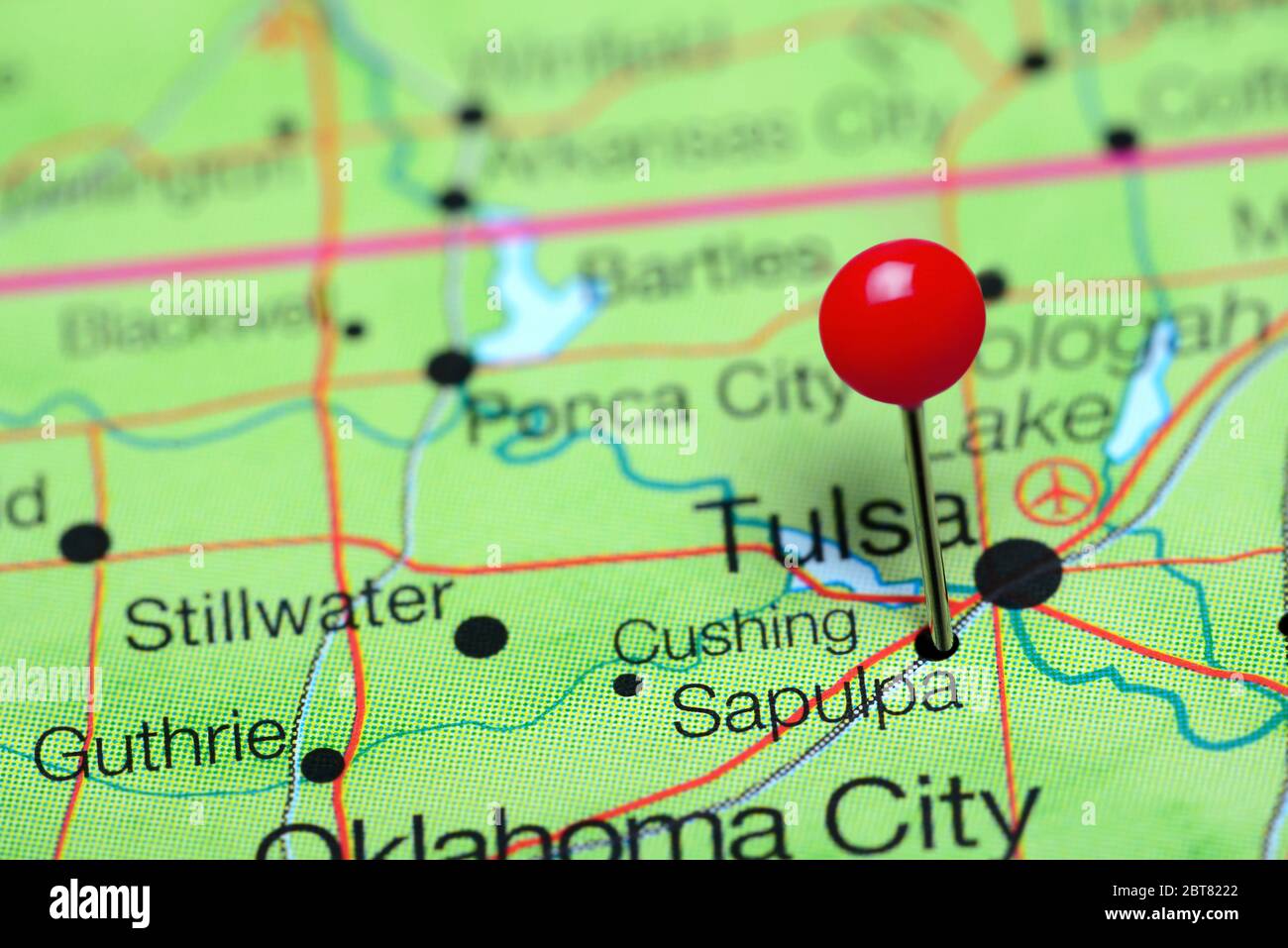 Sapulpa pinned on a map of Oklahoma, USA Stock Photo - Alamy