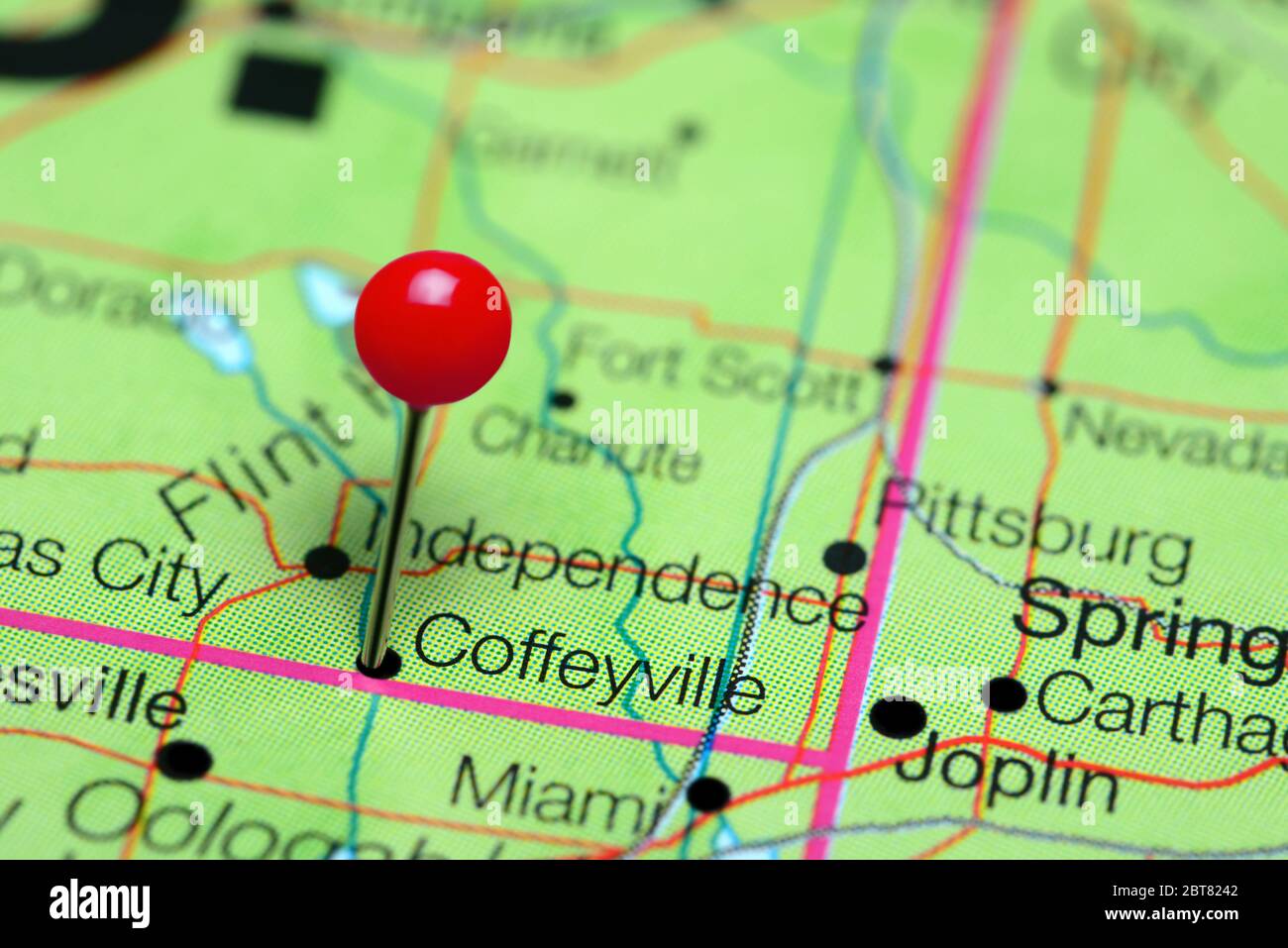 Coffeyville pinned on a map of Kansas, USA Stock Photo Alamy