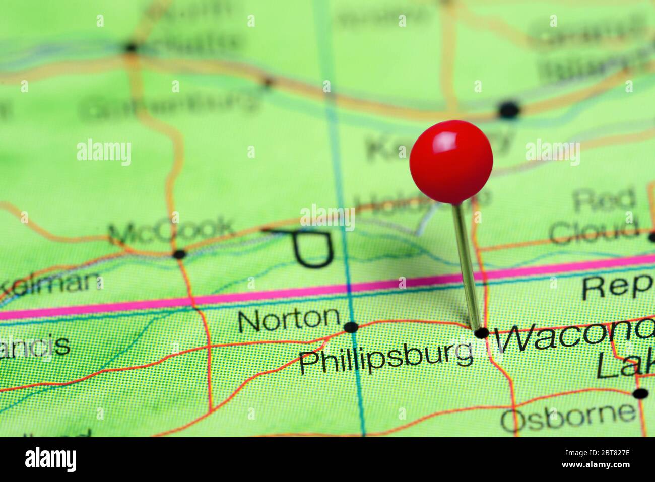 Phillipsburg pinned on a map of Kansas, USA Stock Photo Alamy