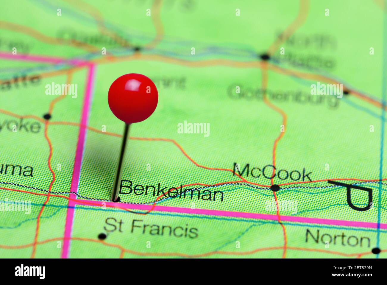 Benkelman pinned on a map of Nebraska, USA Stock Photo Alamy