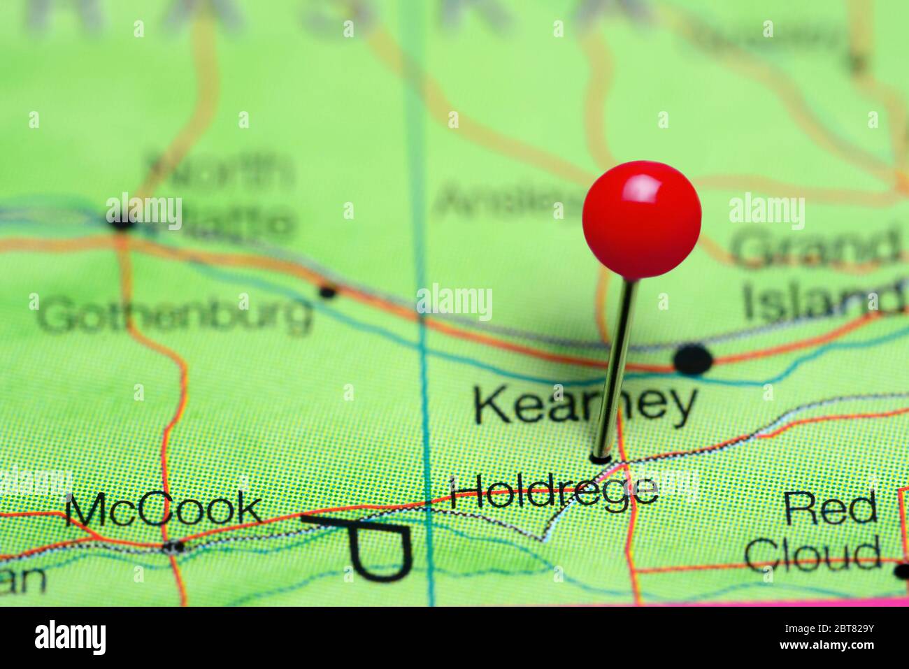 Holdrege pinned on a map of Nebraska, USA Stock Photo Alamy