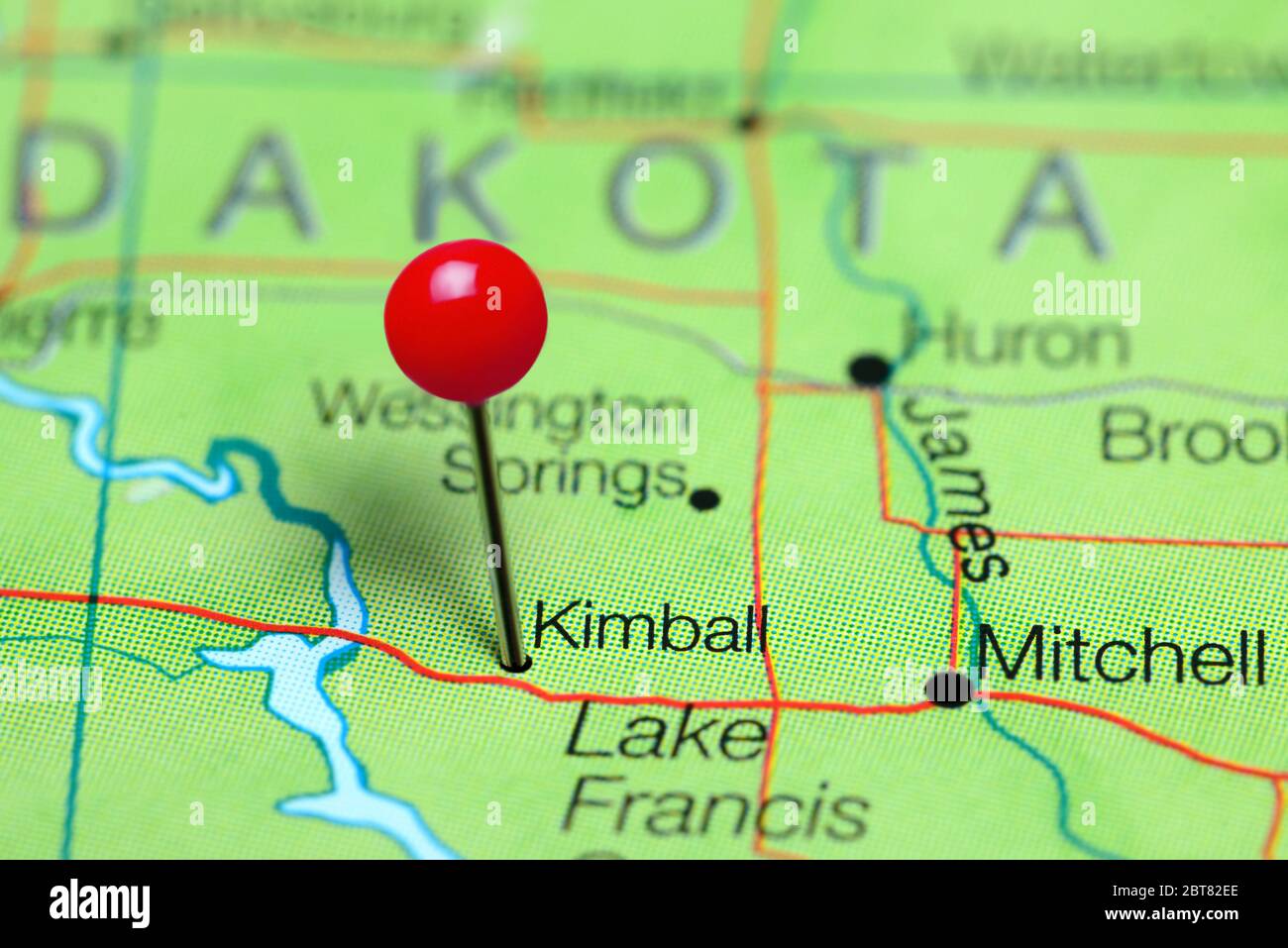 Kimball pinned on a map of South Dakota, USA Stock Photo Alamy