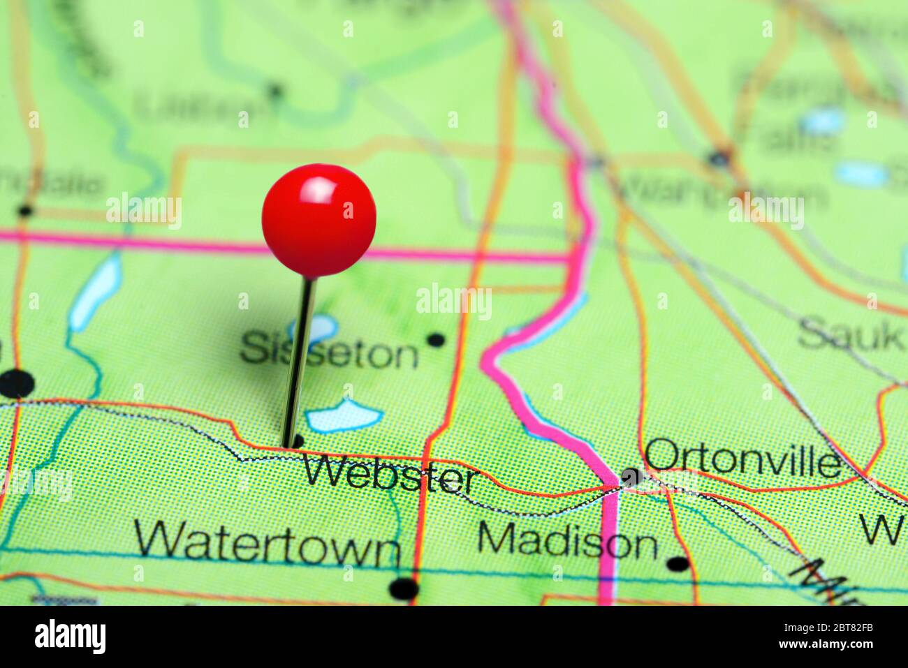 Webster city on a map hi res stock - Webster Pinned On A Map Of South Dakota Usa 2BT82FB