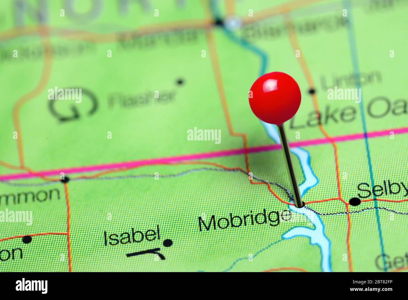 Mobridge pinned on a map of South Dakota, USA Stock Photo Alamy