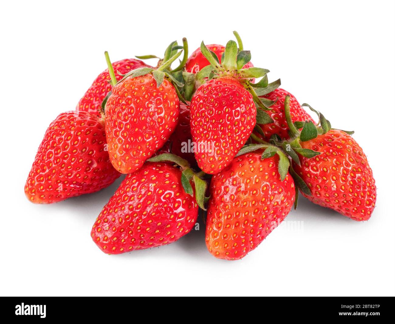 Pile of fresh strawberry on white background Stock Photo - Alamy