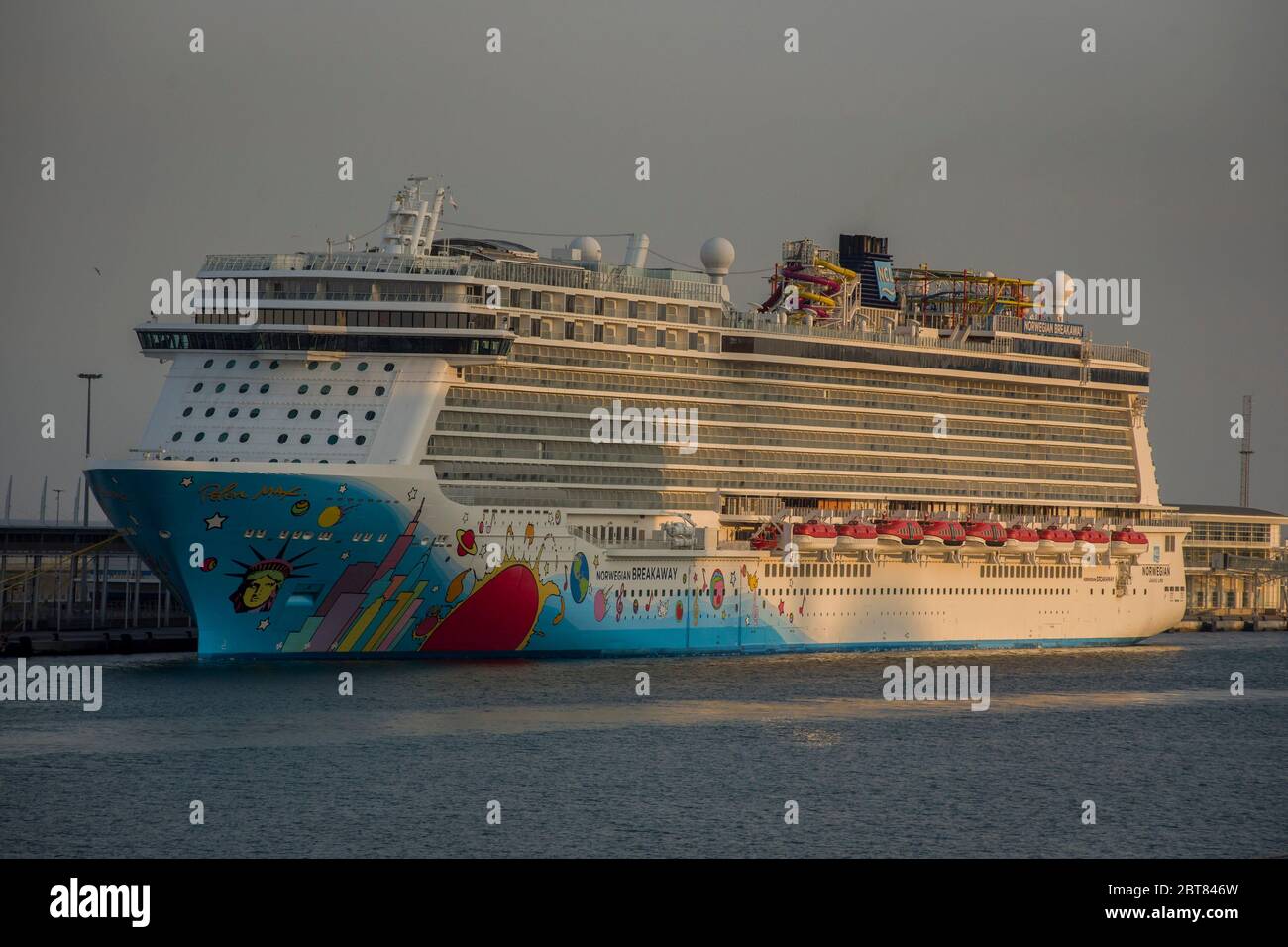 The Norwegian Breakaway Cruise Ship Docked At Barcelona Port Norwegian Breakaway Docked This Friday Afternoon In Barcelona With Special Permission From The Spanish Authorities To Disembark Some Crew Members Who Were Still