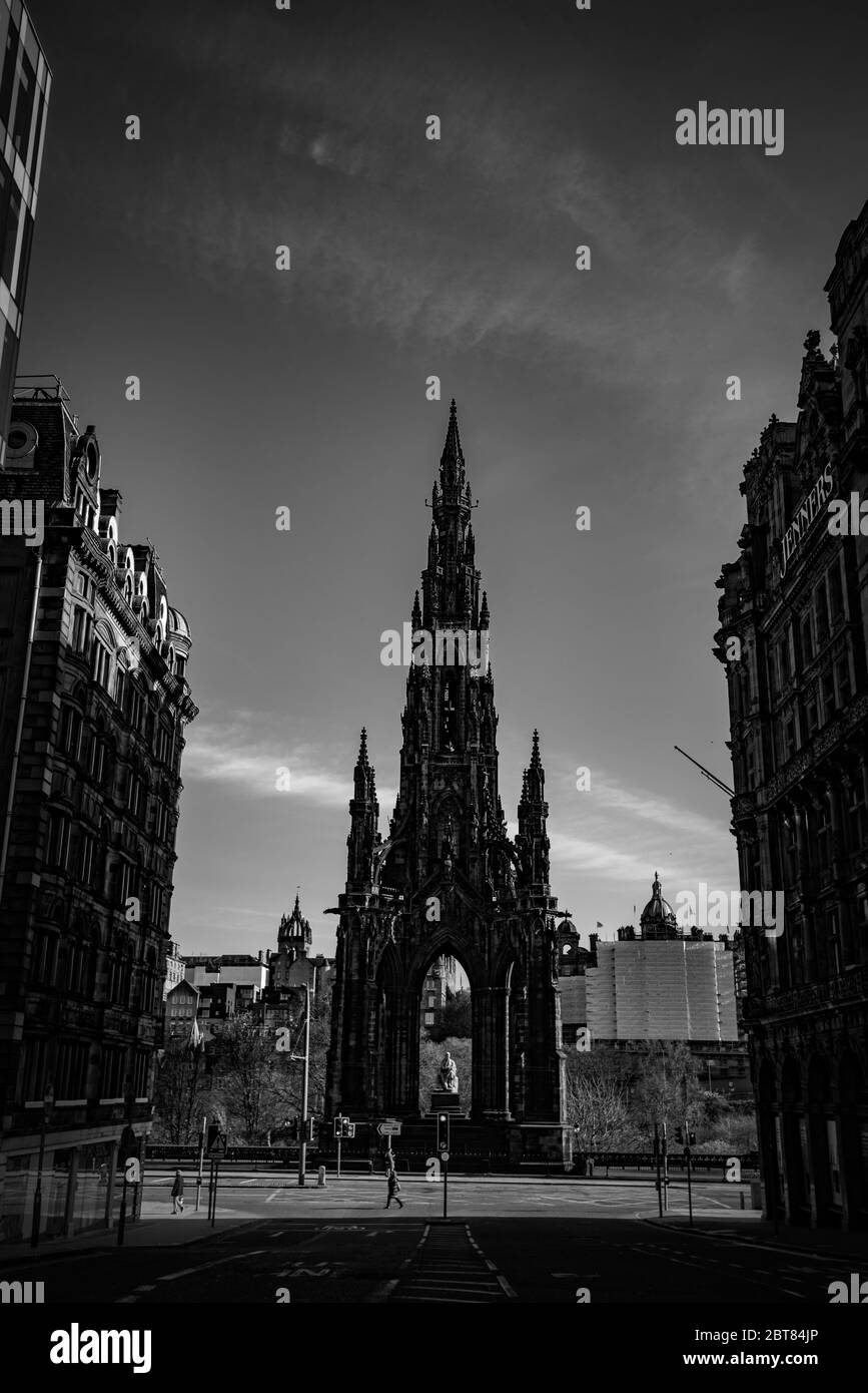 The Scott Monument Edinburgh from a deserted St David Street during