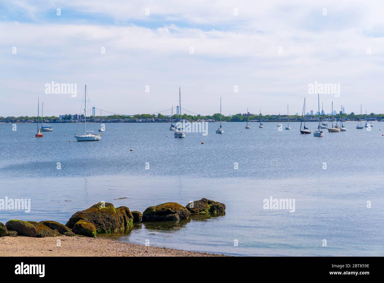 Calm Waters Filled with Boats In City Island New York. Stock Photo