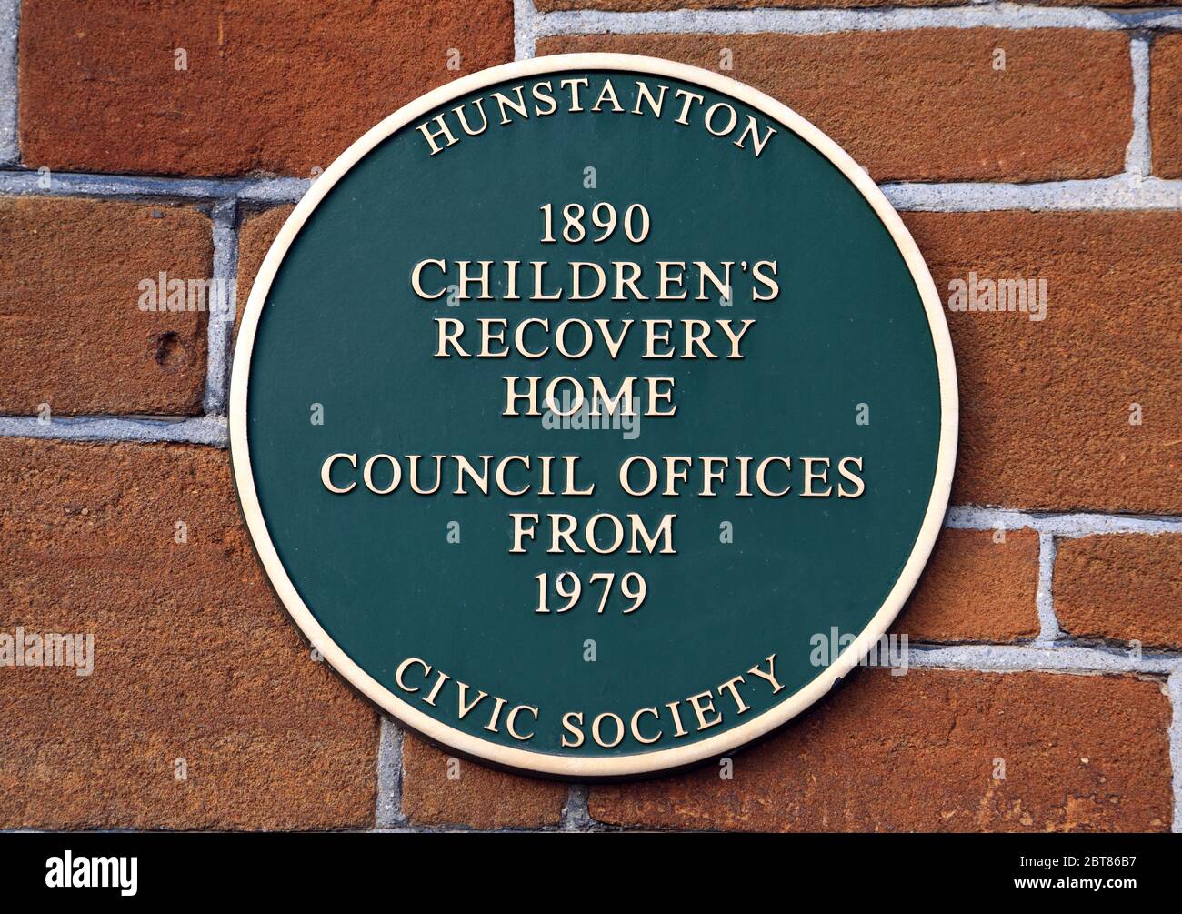 Hunstanton Civic Society, wall plaque, Victorian Children's Home, Norfolk, England Stock Photo