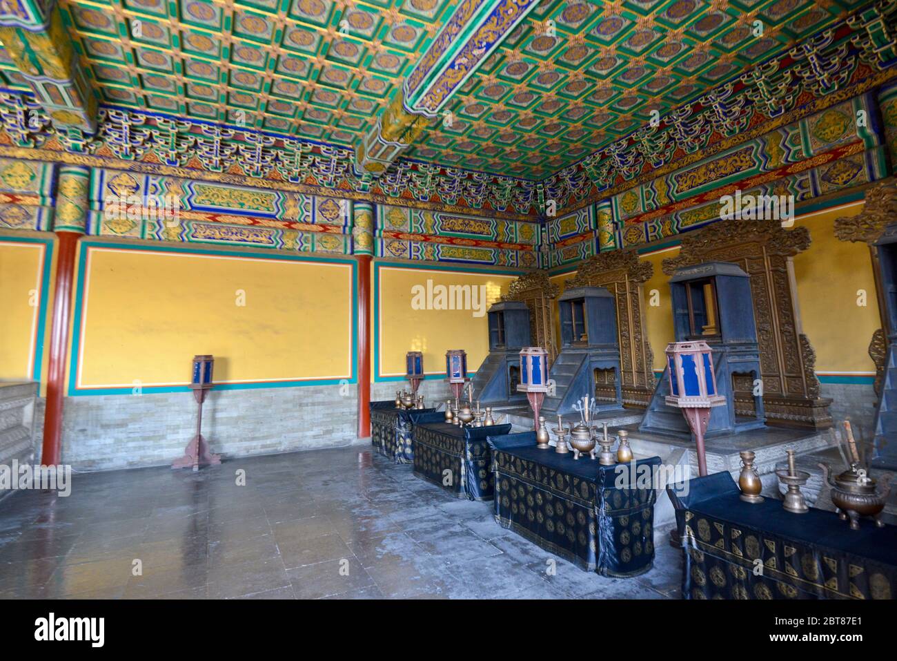 Temple of Heaven: Interior of the Main hall. Beijing, China Stock Photo ...