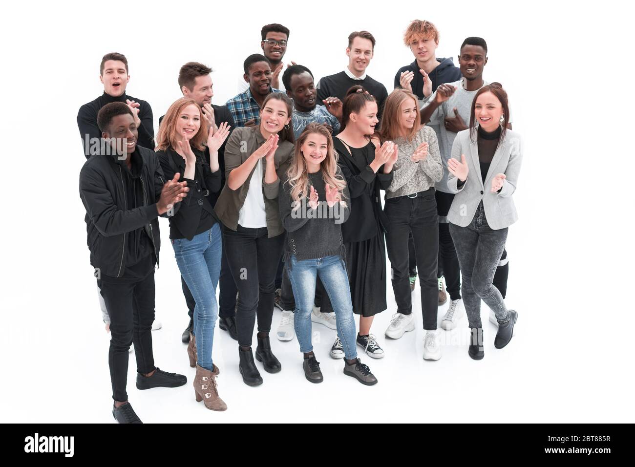 group of happy young people standing together Stock Photo - Alamy