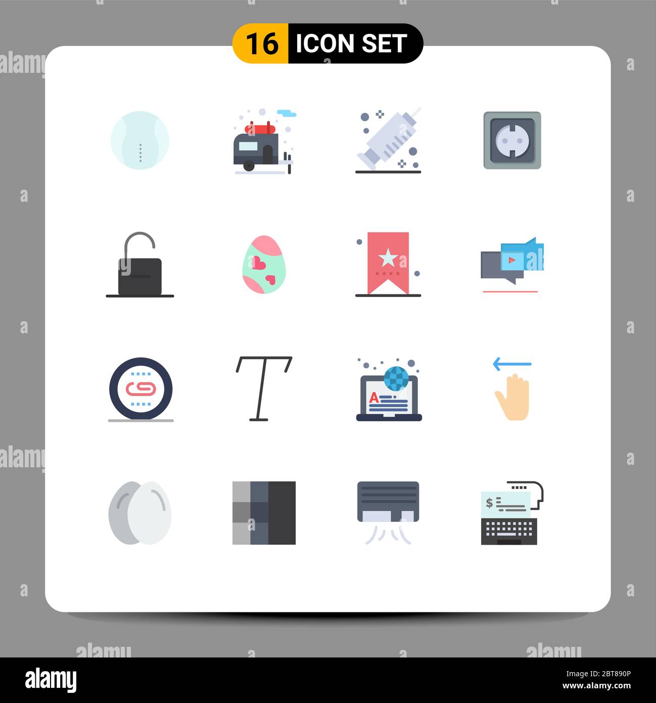 Stock Vector Icon Pack of 16 Line Signs and Symbols for safety, lock, syringe, socket, plug Editable Pack of Creative Vector Design Elements Stock Vector