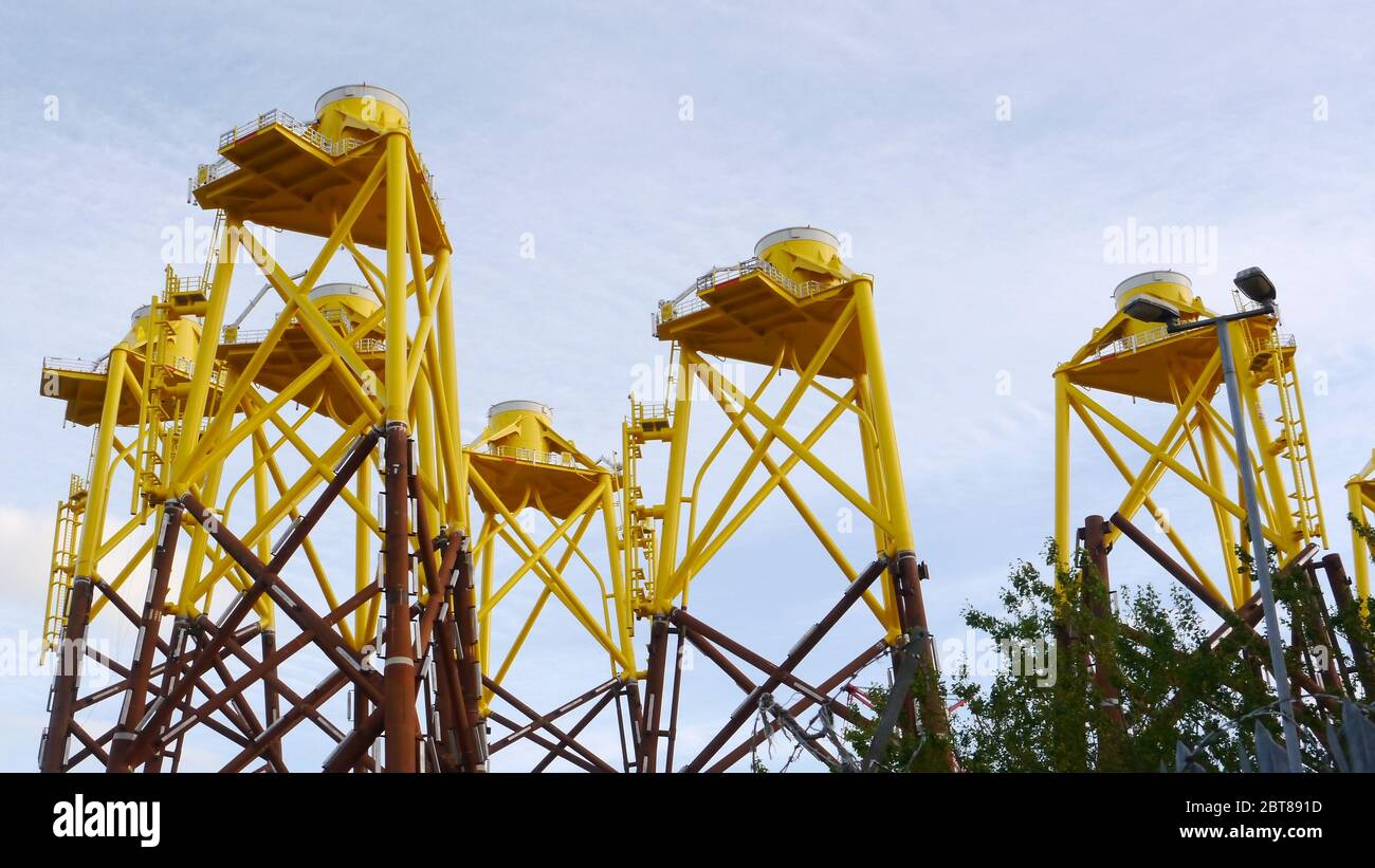 Wind Turbine Support structure fabrication at Smulders, Wallsend, UK Stock Photo