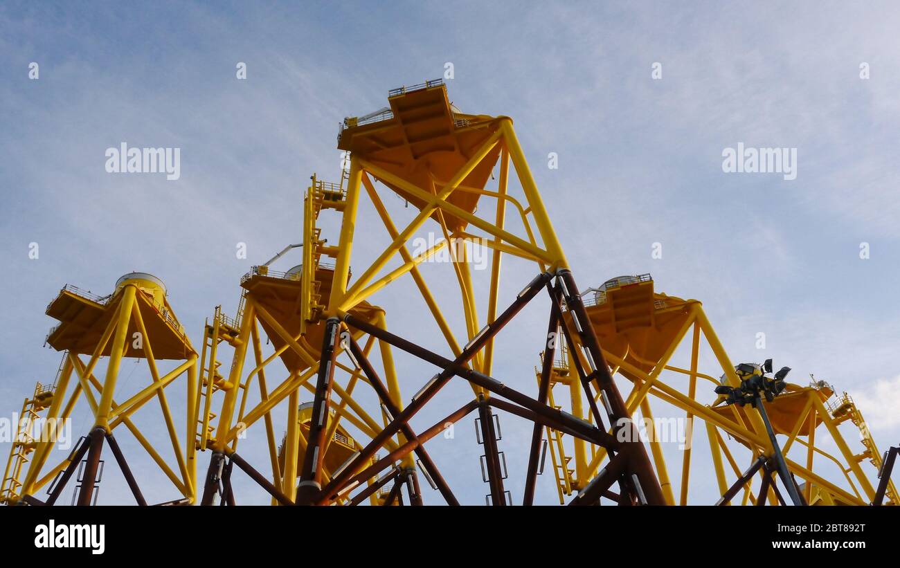 Wind Turbine Support structure fabrication at Smulders, Wallsend, UK Stock Photo