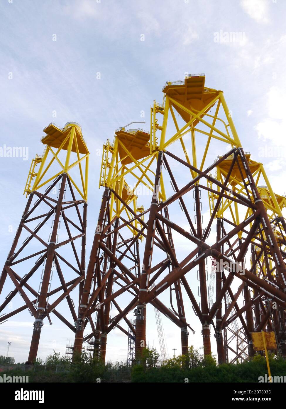 Wind Turbine Support structure fabrication at Smulders, Wallsend, UK Stock Photo