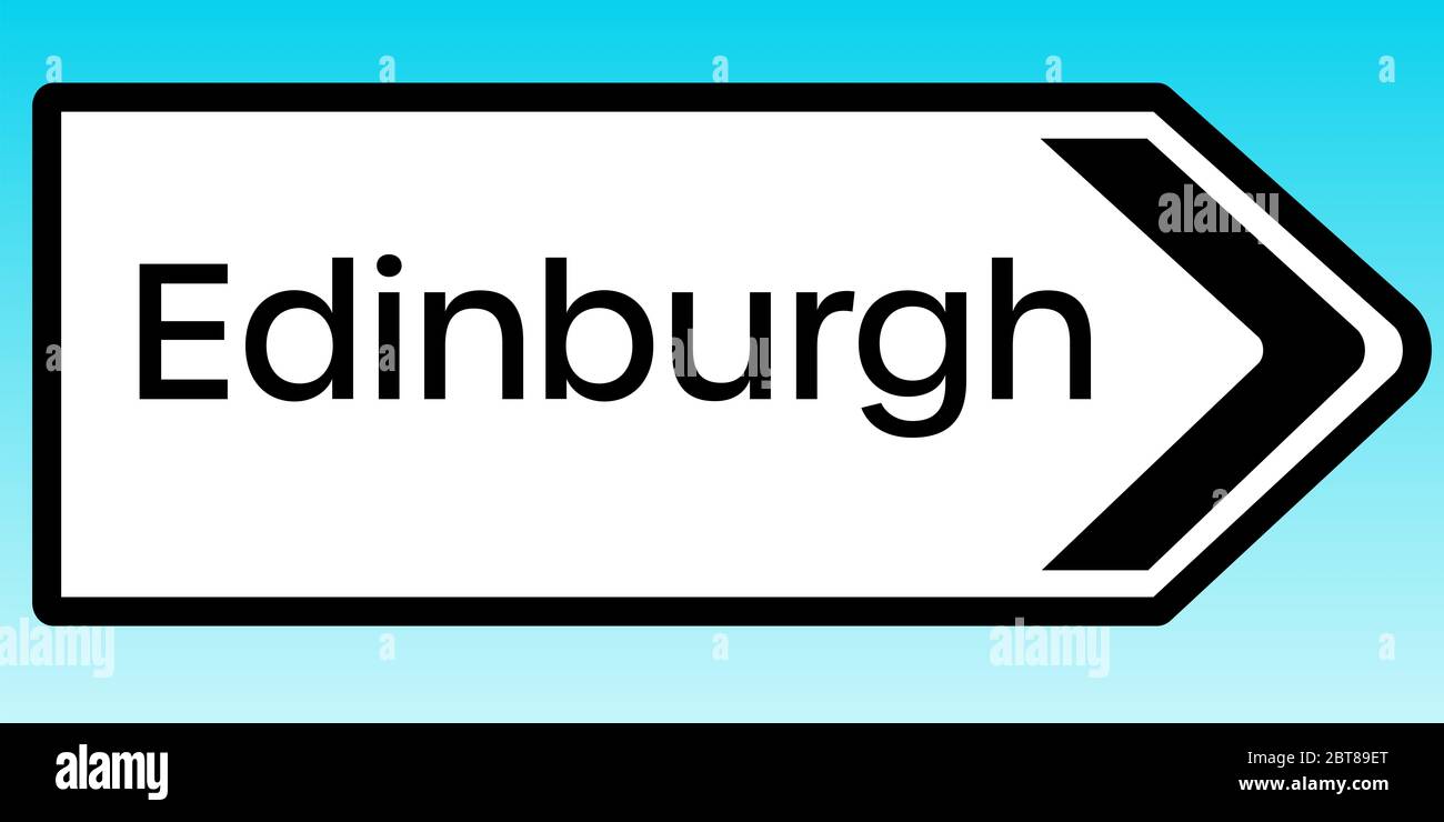 Edinburgh Sign A graphic illlustration of a British road sign pointing to Edinburgh ...