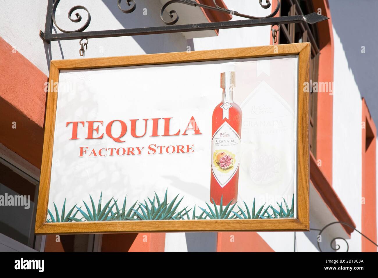 Tequila Store Sign, Puerto Vallarta, Jalisco State, Mexico Stock Photo